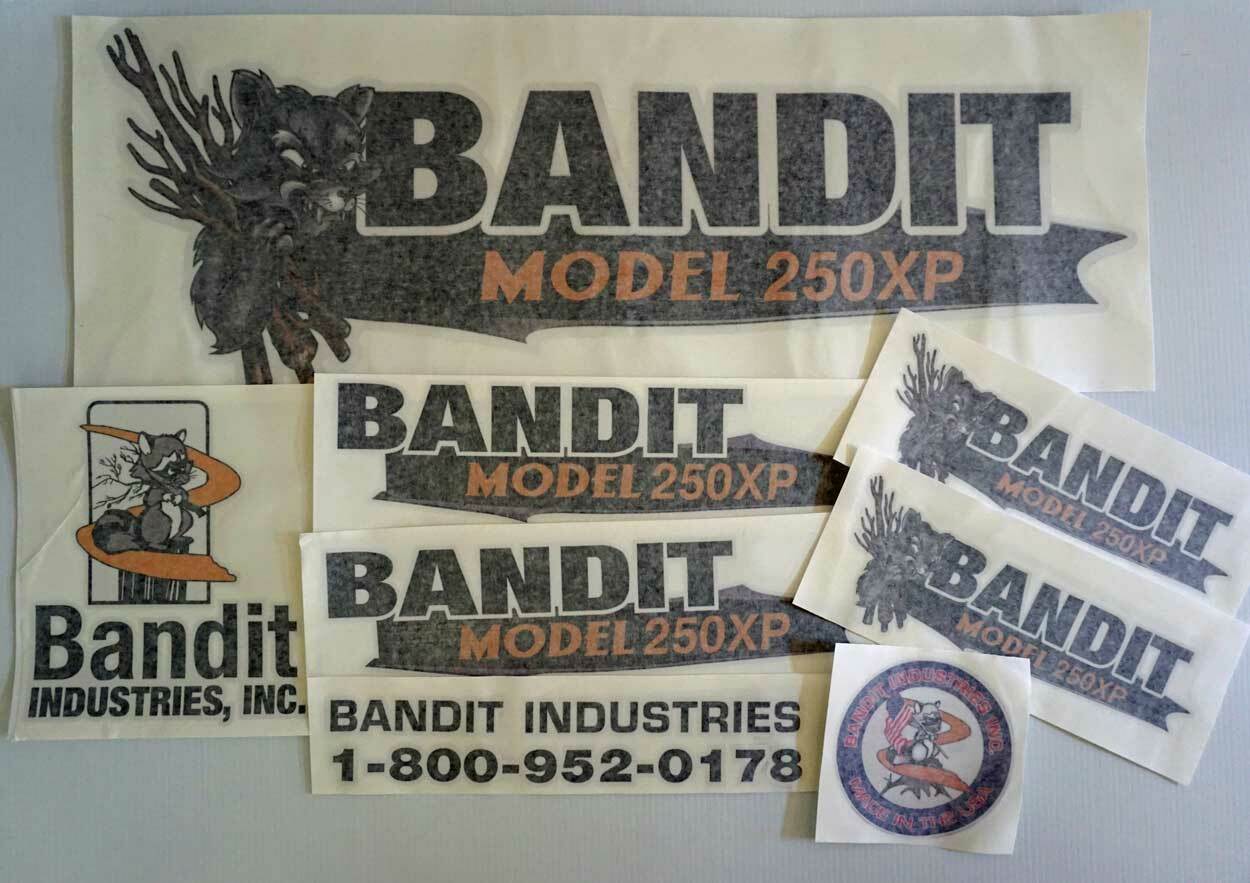 Brush Bandit Wood Chipper Model 250xp Decal Kit Stickers, UV laminated 