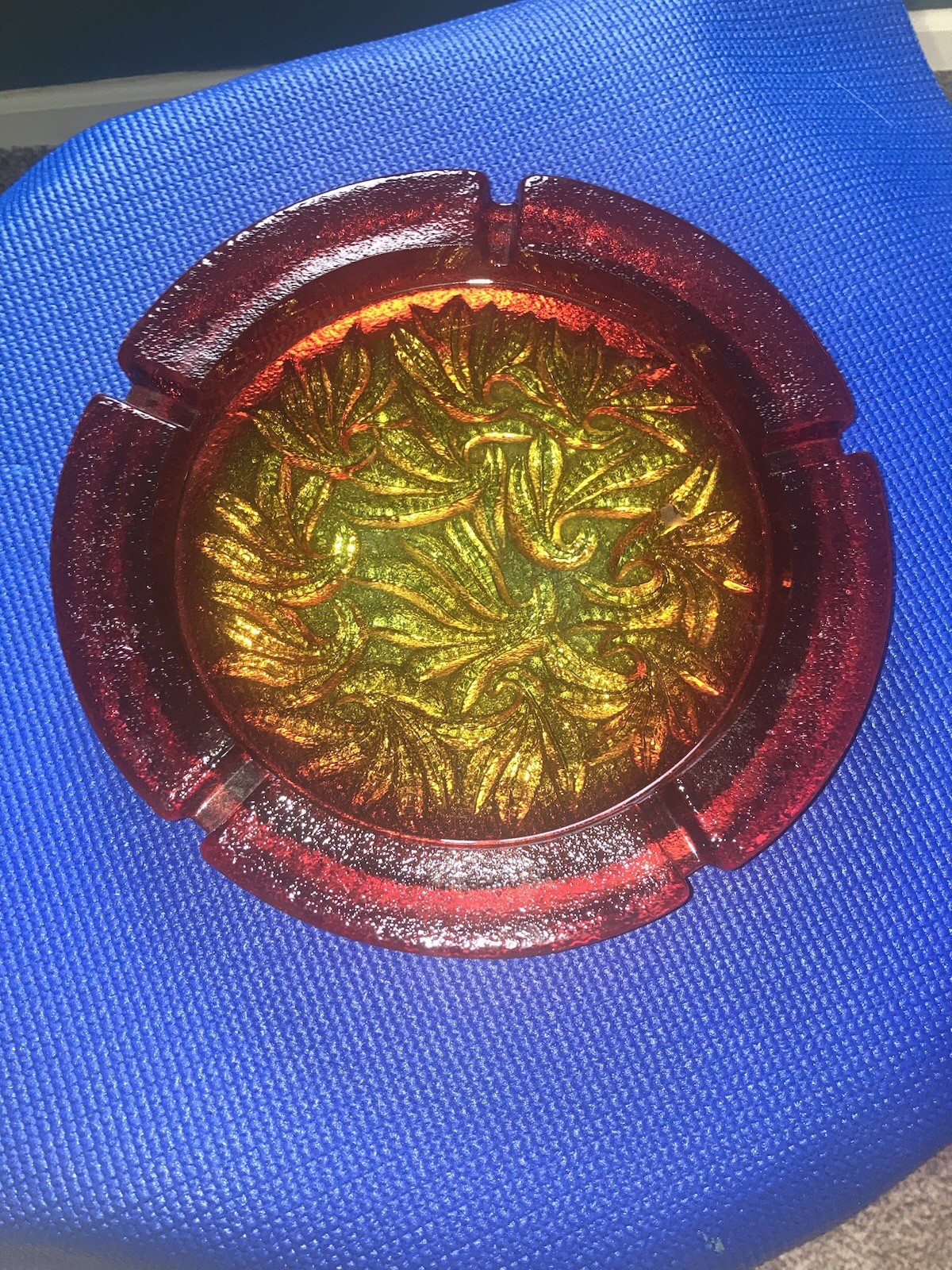 Vintage L.E. Smith Sand Scroll Ashtray 10” Vintage L.E. Smith Sand Scroll Ashtray 10”