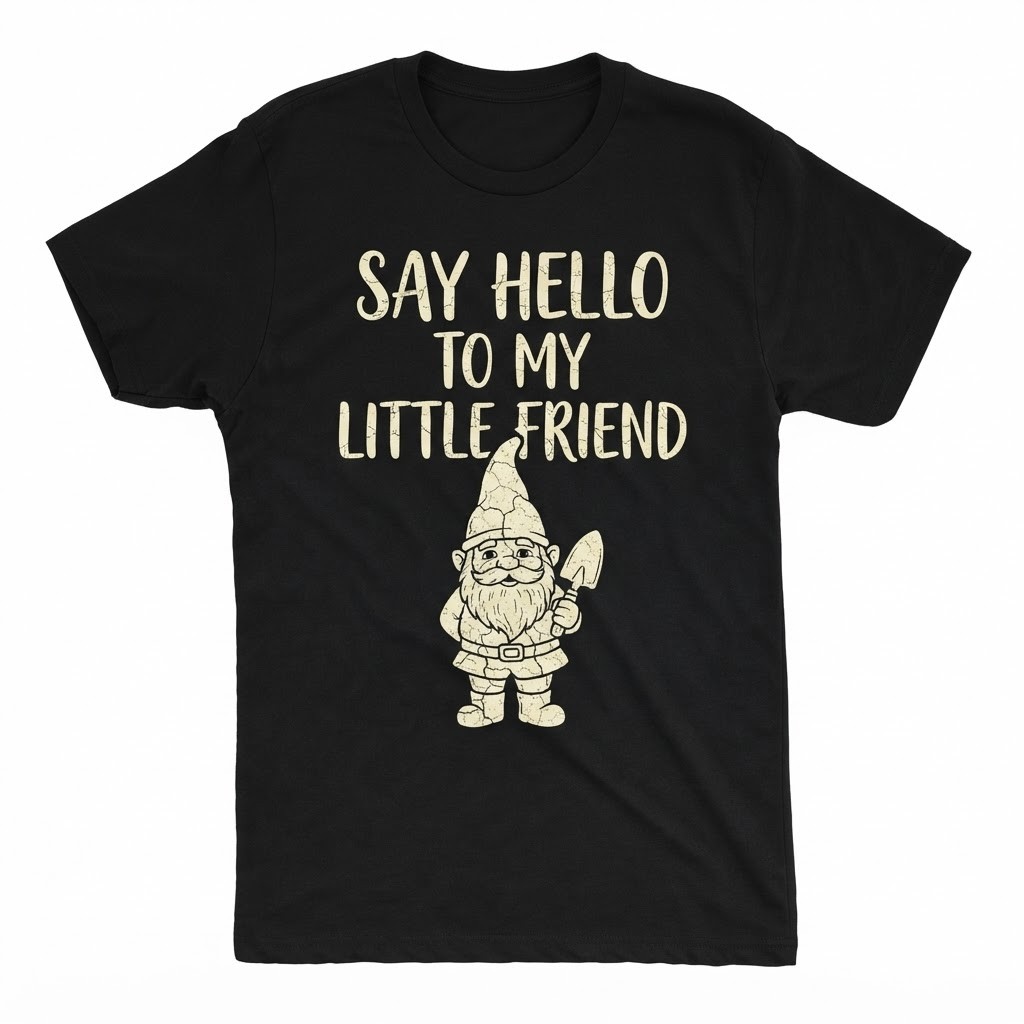 Say Hello To My Little Friend Funny Black T-shirt, Idea Gift
