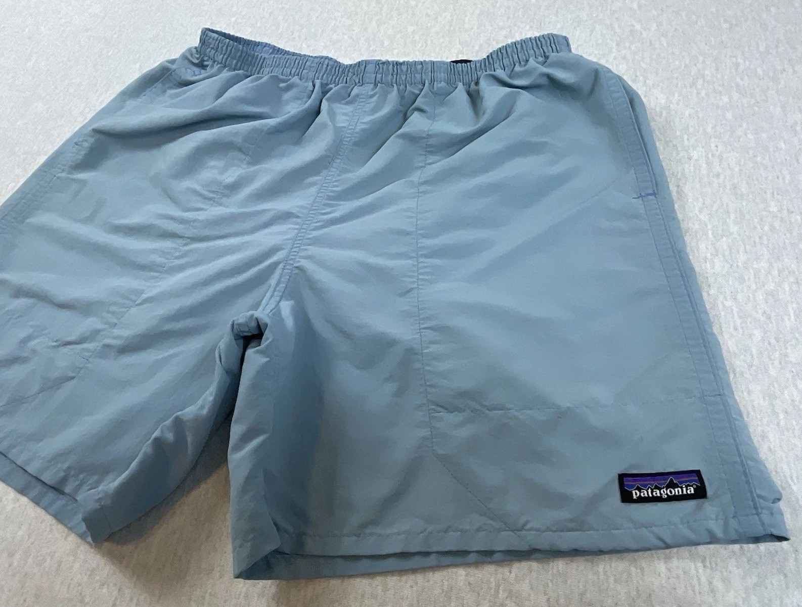 Patagonia Baggies Shorts Men’s Large Blue Brief Lined Quick Dryer  Snap Pocket