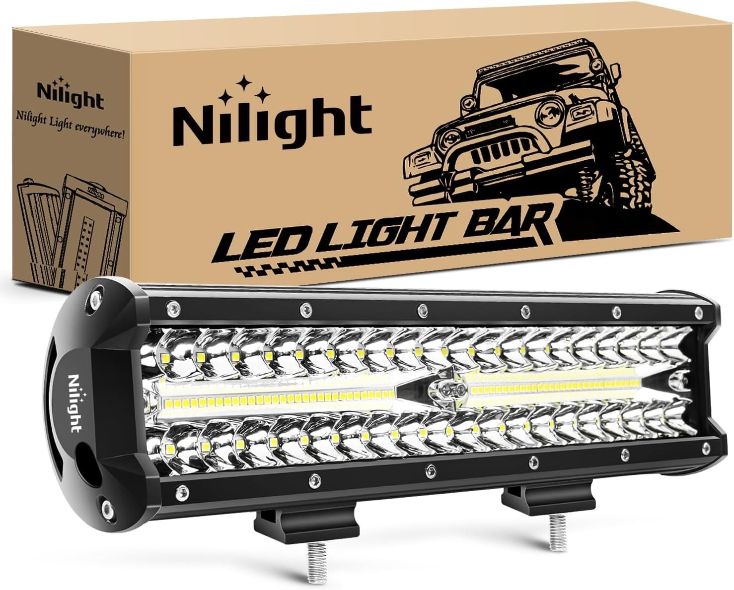Nilight Led Light Bar 12Inch 300W Triple Row Flood Spot Combo 30000LM Bar Dri... Nilight Led Light Bar 12Inch 300W Triple Row Flood Spot Combo 30000LM Bar Dri...
