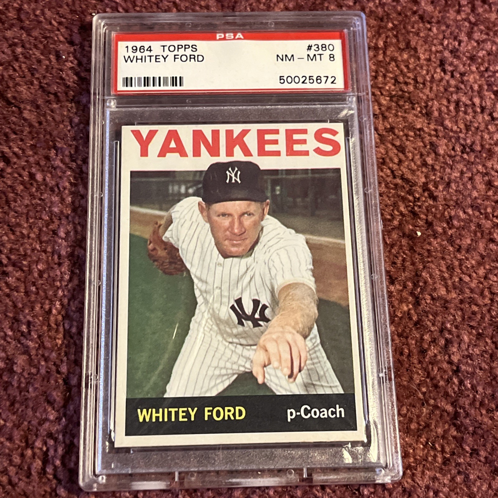 1964 Topps Whitey Ford #380 Baseball Card PSA 8 RAZOR SHARP New York Yankees 