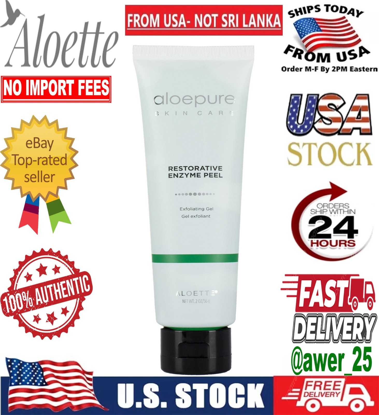 Aloette Restorative Enzyme Peel Exfoliating Gel Facial Exfoliator 2oz⚡US Seller⚡