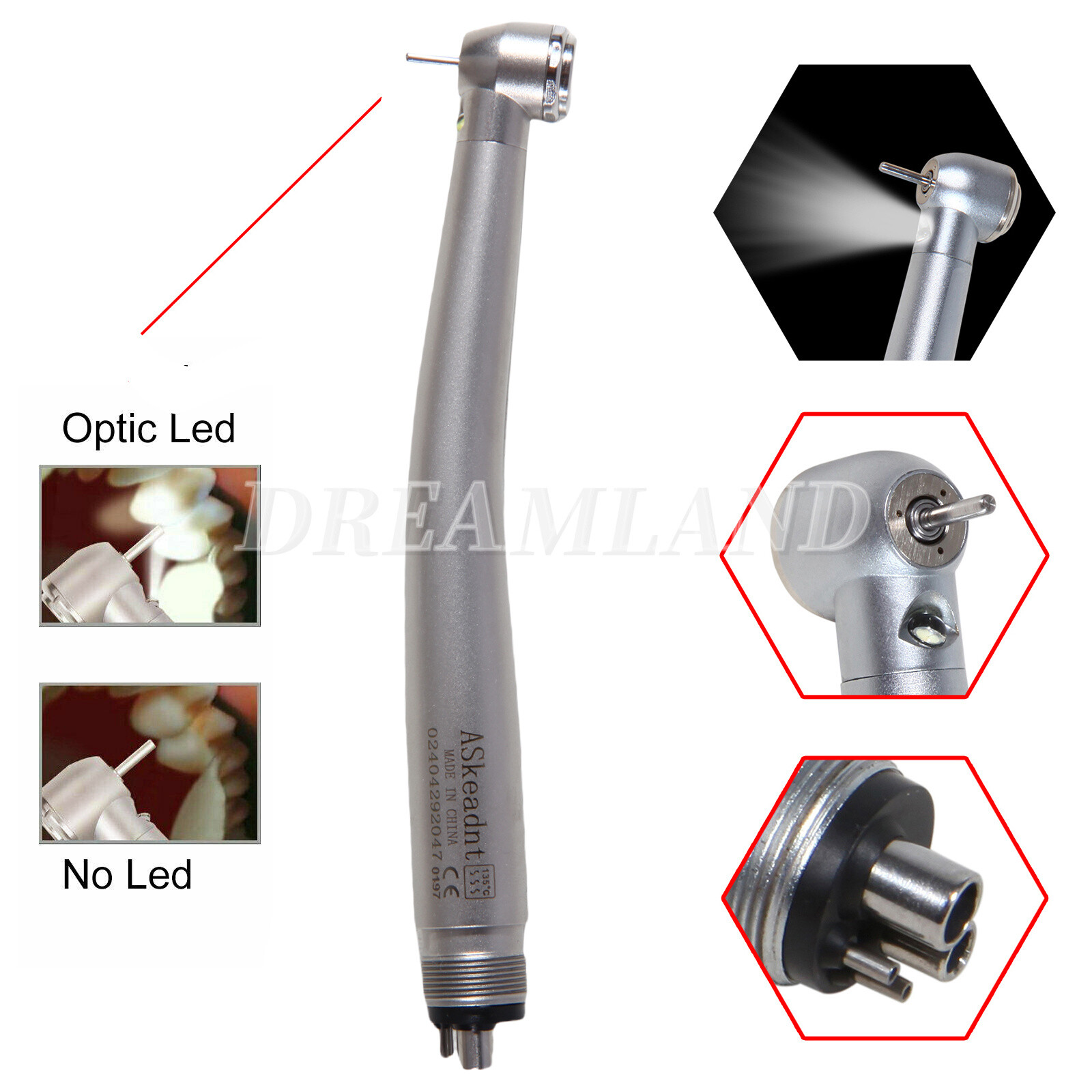 Estilo NSK Dental LUZ LED Pieza de mano de alta velocidad 2/4 Hoyo 3 rociar 1-10