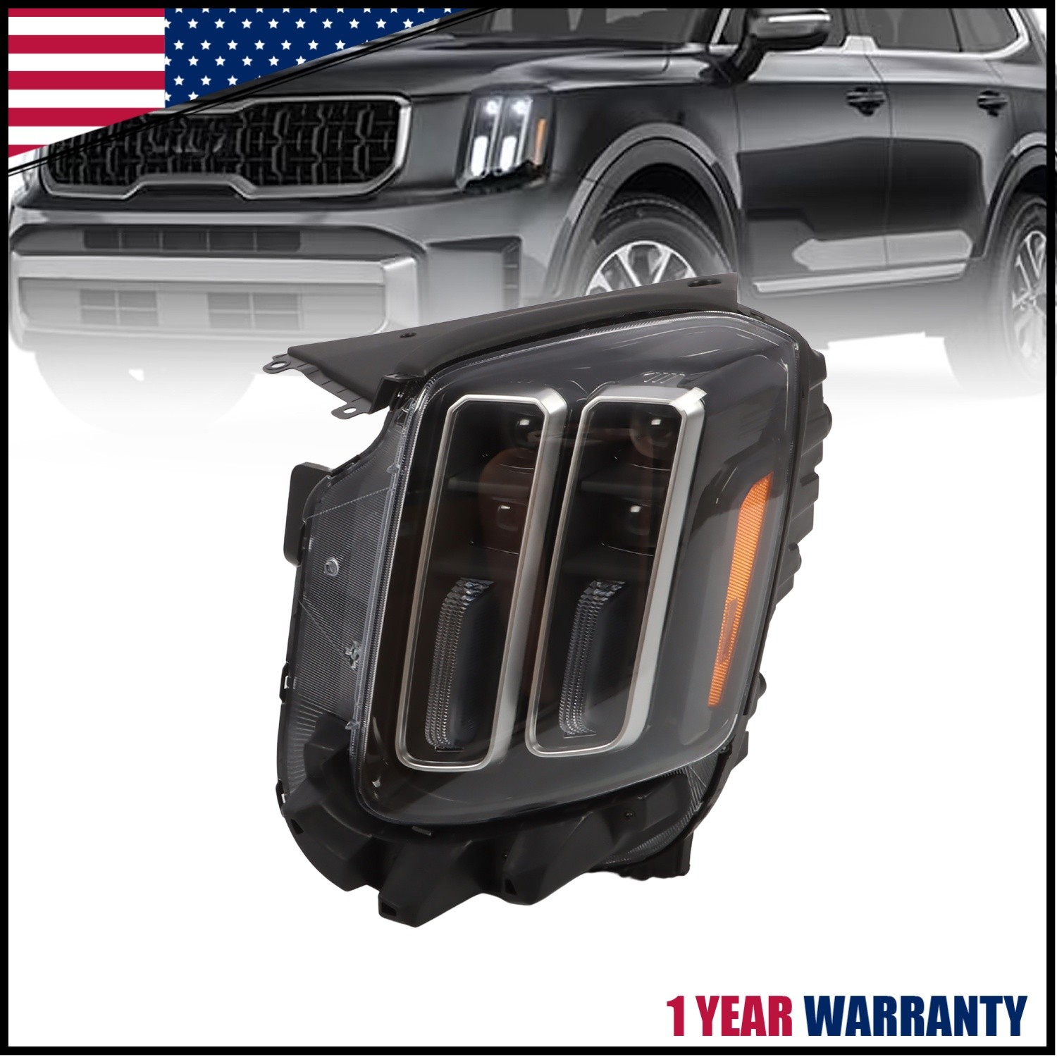 Left Driver side Headlight For Kia Telluride 2023-2024 Full LED Assembly w/DRL