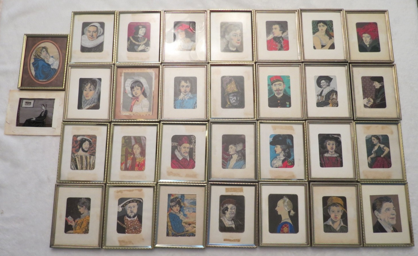 Vintage set of 30 Warner Artex Woven Silk Brocade Pictures with 29 metal frames Vintage set of 30 Warner Artex Woven Silk Brocade Pictures with 29 metal frames