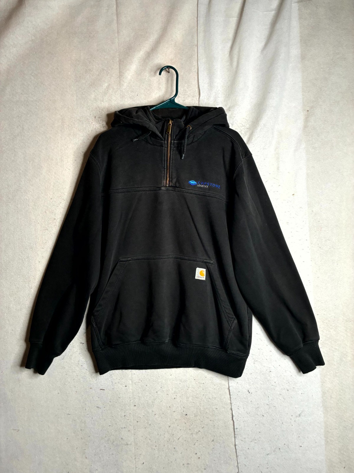 Carhartt Paxton Hoodie Mens Medium Black Cotton Rain Defender Loose Fit 1/4 Zip Carhartt Paxton Hoodie Mens Medium Black Cotton Rain Defender Loose Fit 1/4 Zip