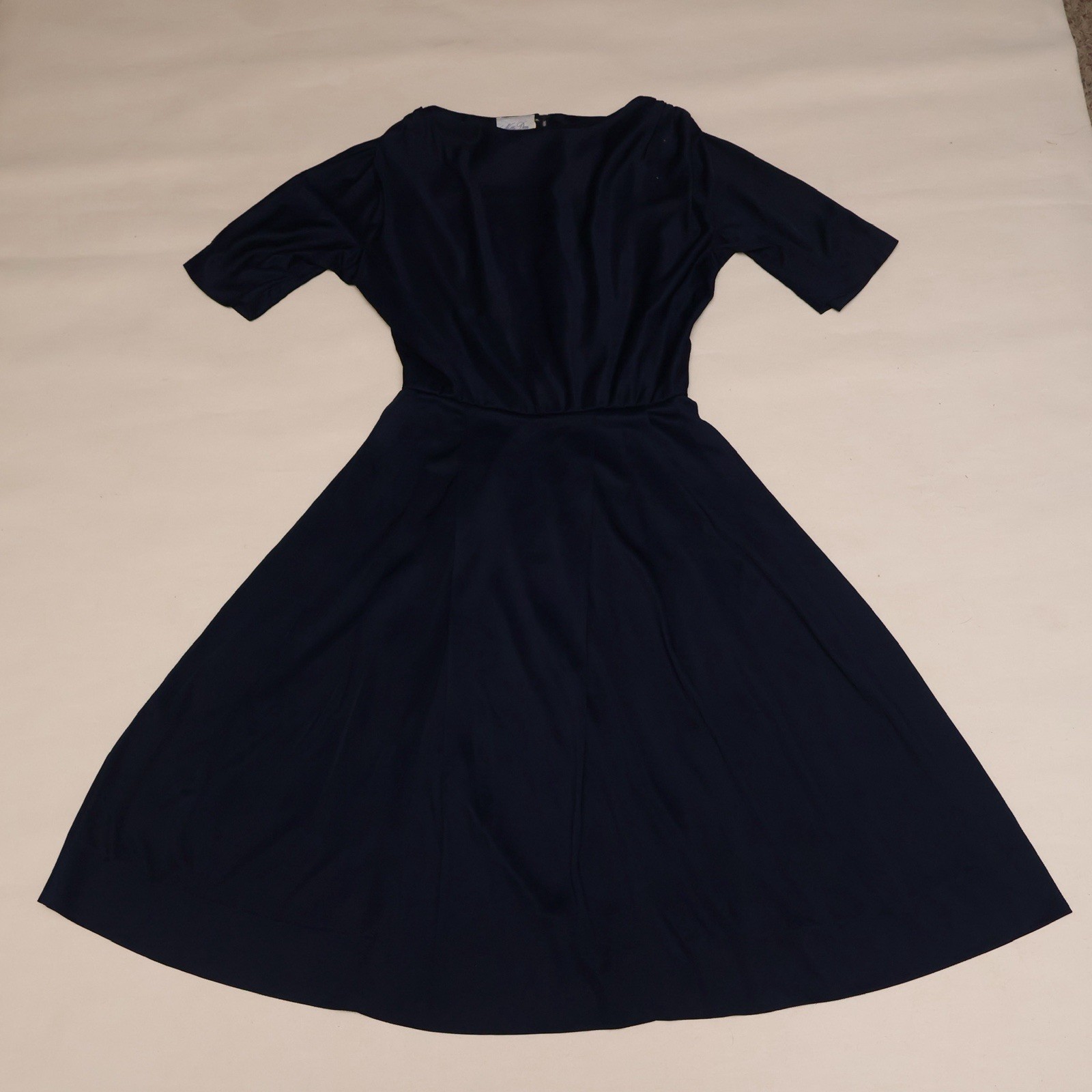 Vintage Nelly Don Navy Blue Fit & Flare Dress 1940s 50s Talon Zip Mens