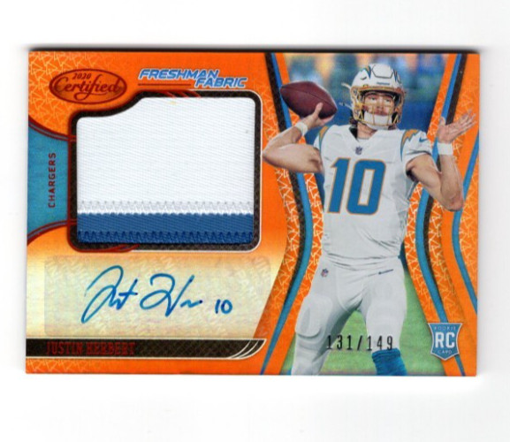 2020 Panini Certified Freshman Orange #203 Justin Herbert Patch Auto Rc /149