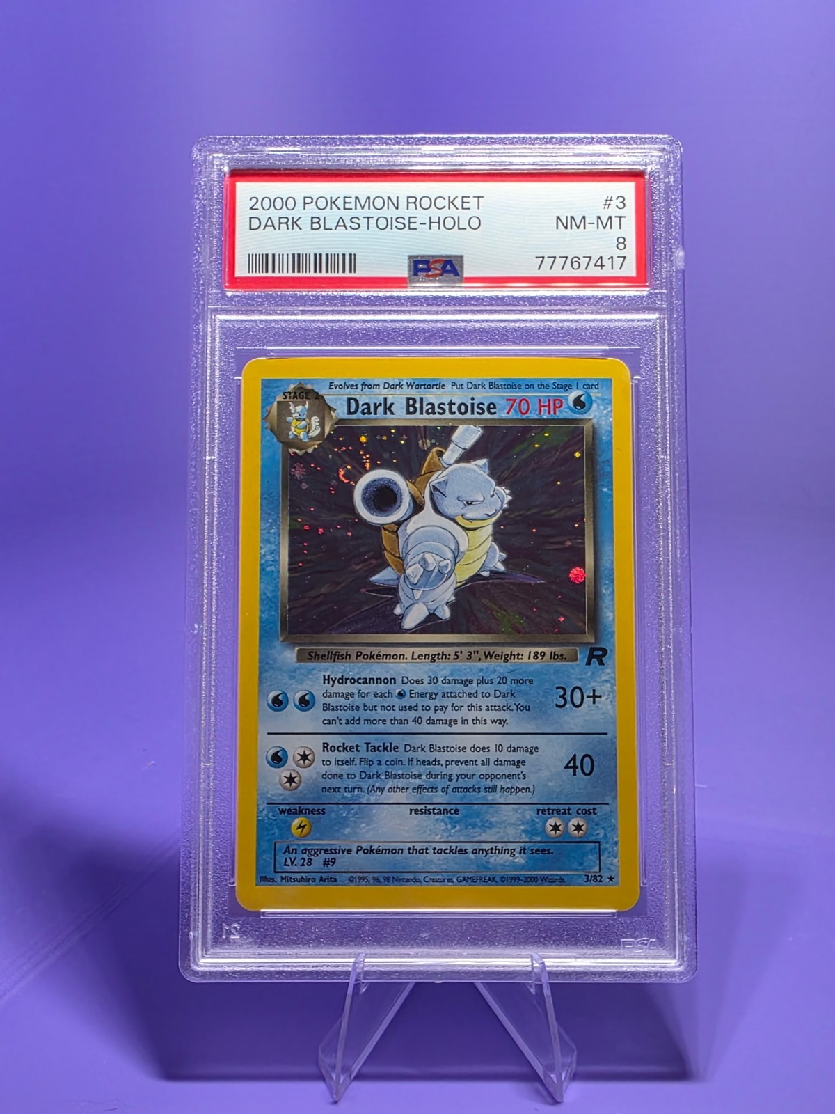 2000 Pokemon Team Rocket Dark Blastoise Holo #3 PSA 8 WITH SWIRL 2000 Pokemon Team Rocket Dark Blastoise Holo #3 PSA 8 WITH SWIRL