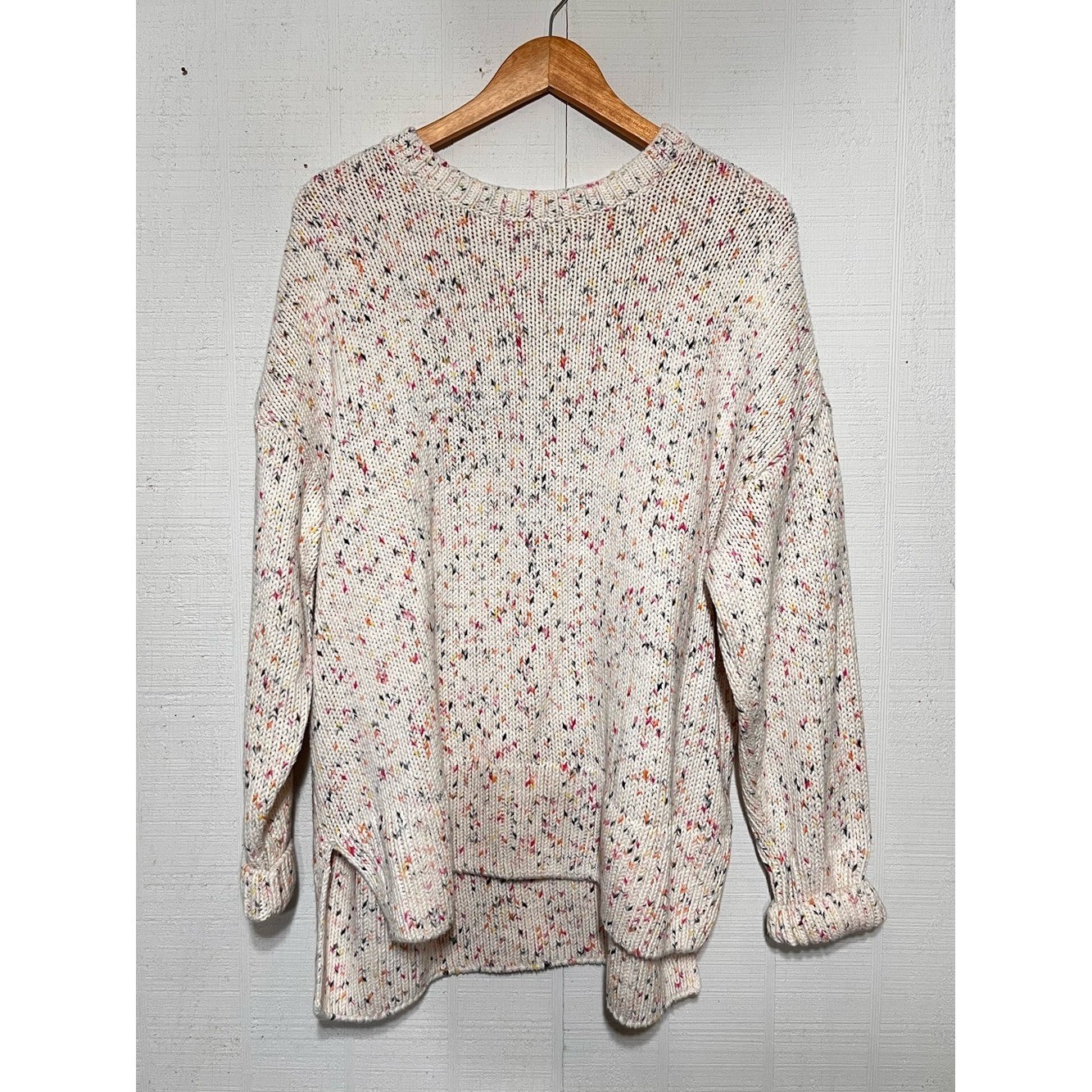 J. Jill Cream Speckled Crewneck Sweater with Multicolor Flecks