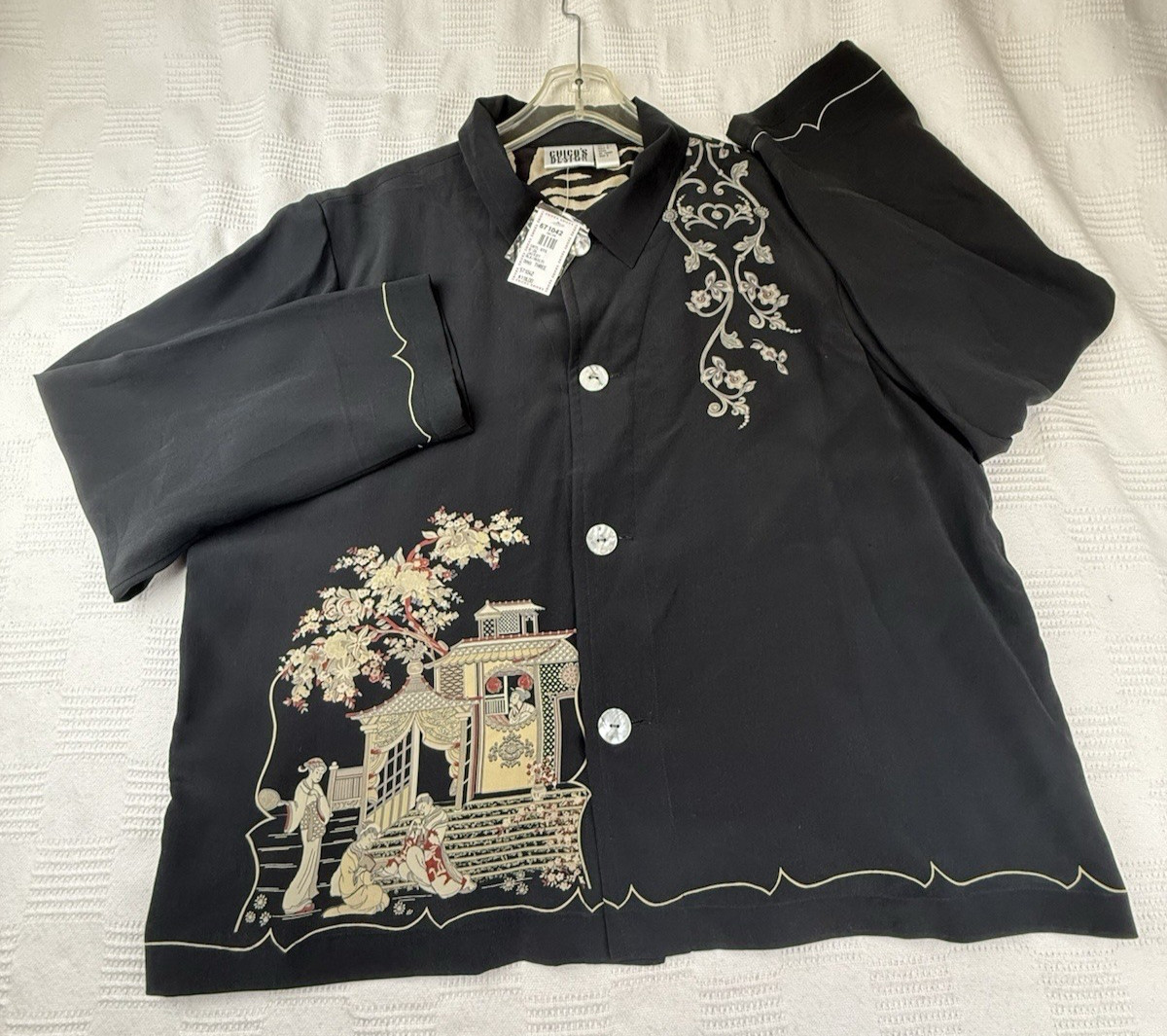 NWT Chico\'s Design Silk Jacket Size 3 XL 100% Silk Asian Inspired Art To Wear
