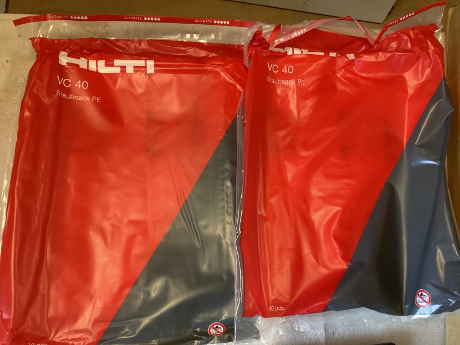 HILTI VC 40 Ultimate DUST BAGS Plastic Staubsack PE NEW SEALED Box OF 20 - OEM HILTI VC 40 Ultimate DUST BAGS Plastic Staubsack PE NEW SEALED Box OF 20 - OEM