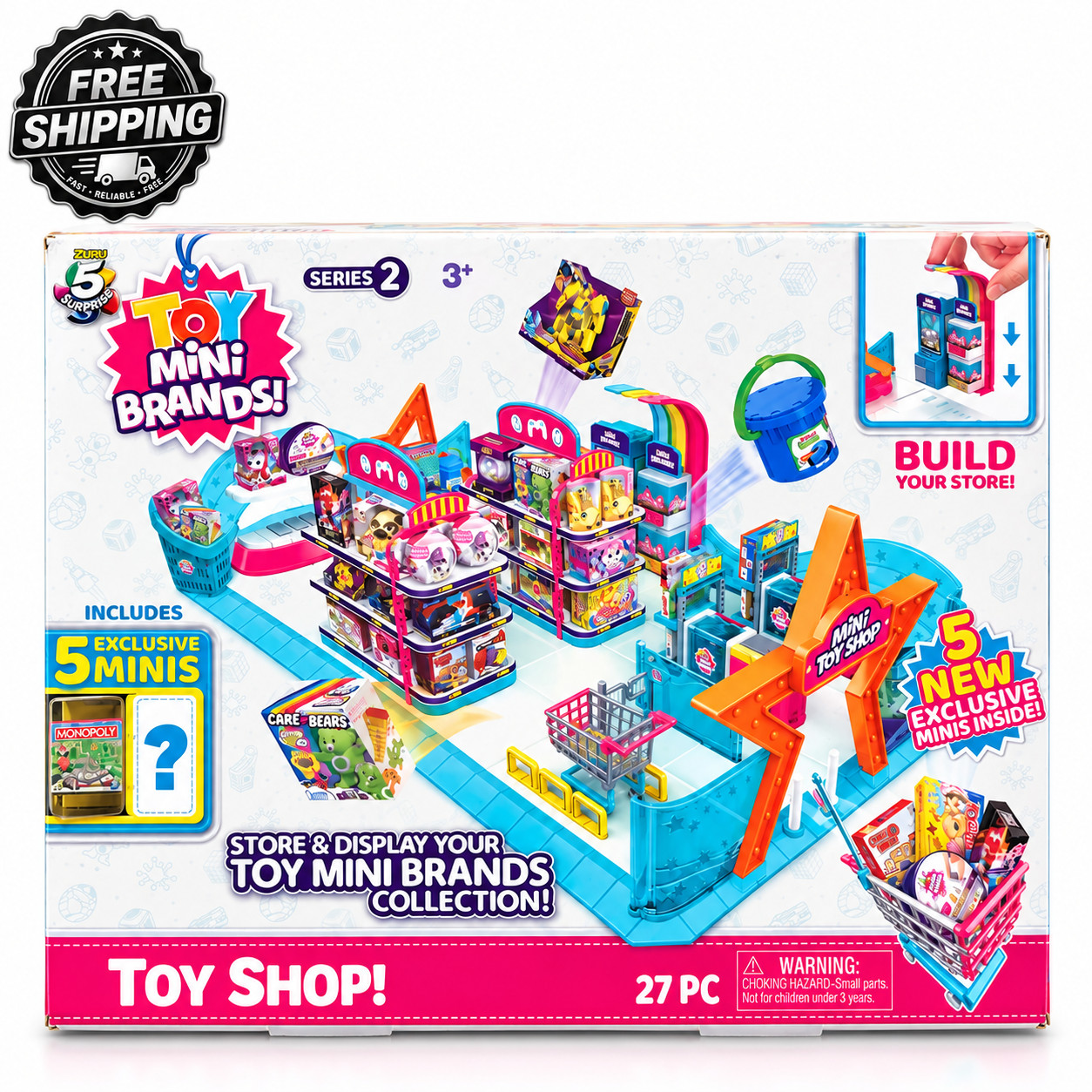 NEW ZURU Toy Mini Brands Toy Shop Playset with 5 exclusive minis + 36 additional
