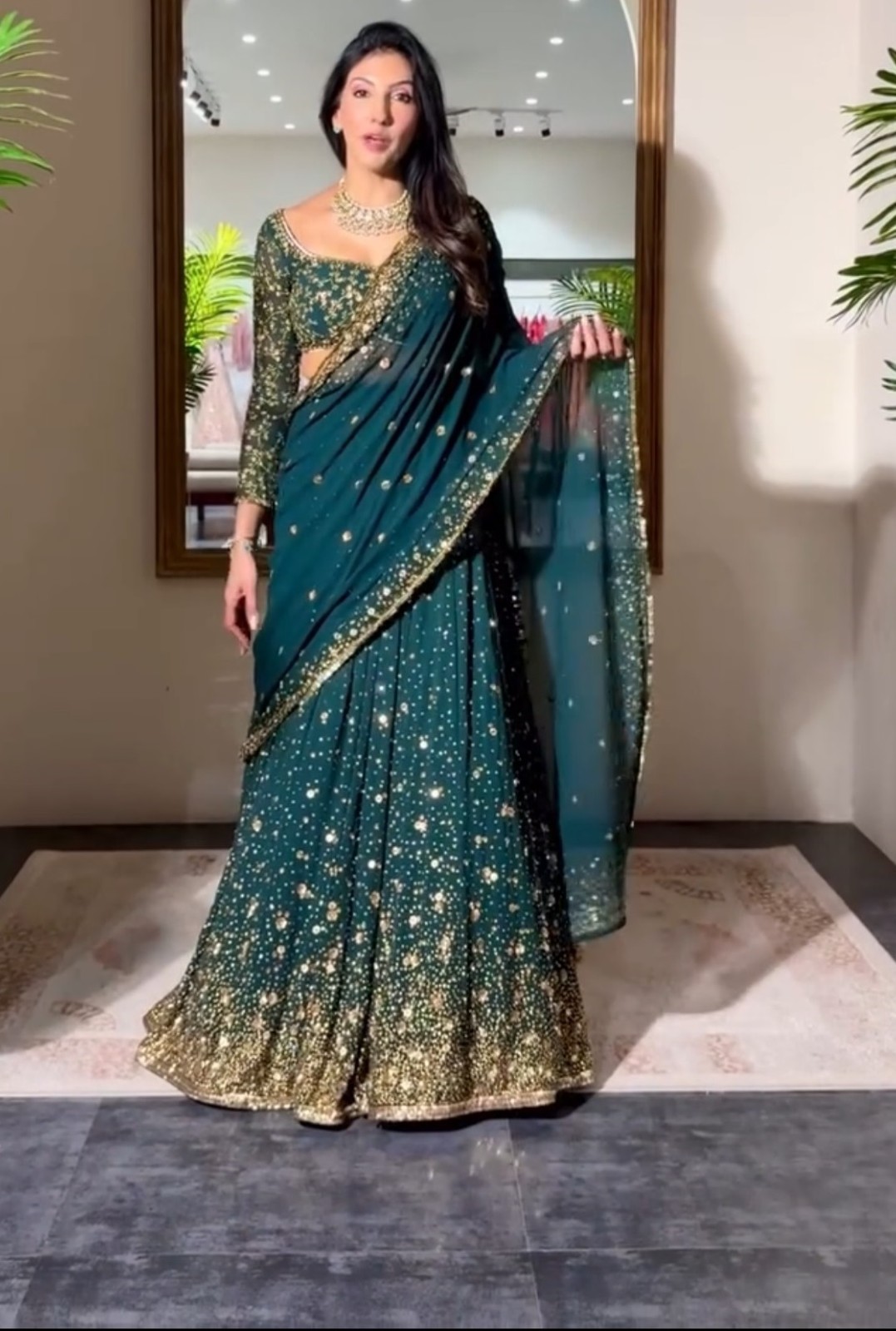 Designer Georgette Teal Blue Lehenga Choli With Dupatta For Indian Wedding Wear