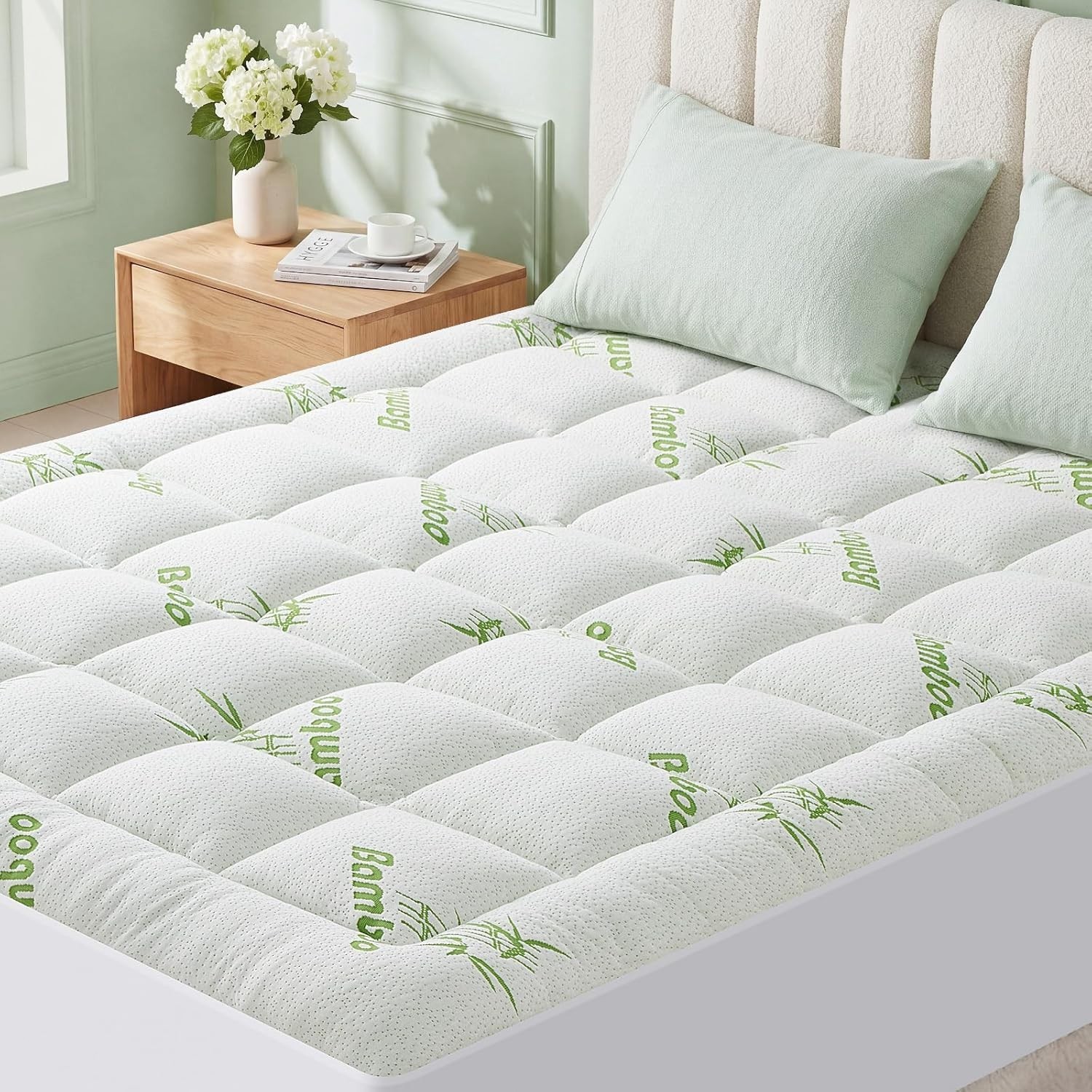Bamboo Mattress Topper Cooling for Back Pain Relief,8-20\ Bamboo Mattress Topper Cooling for Back Pain Relief,8-20\