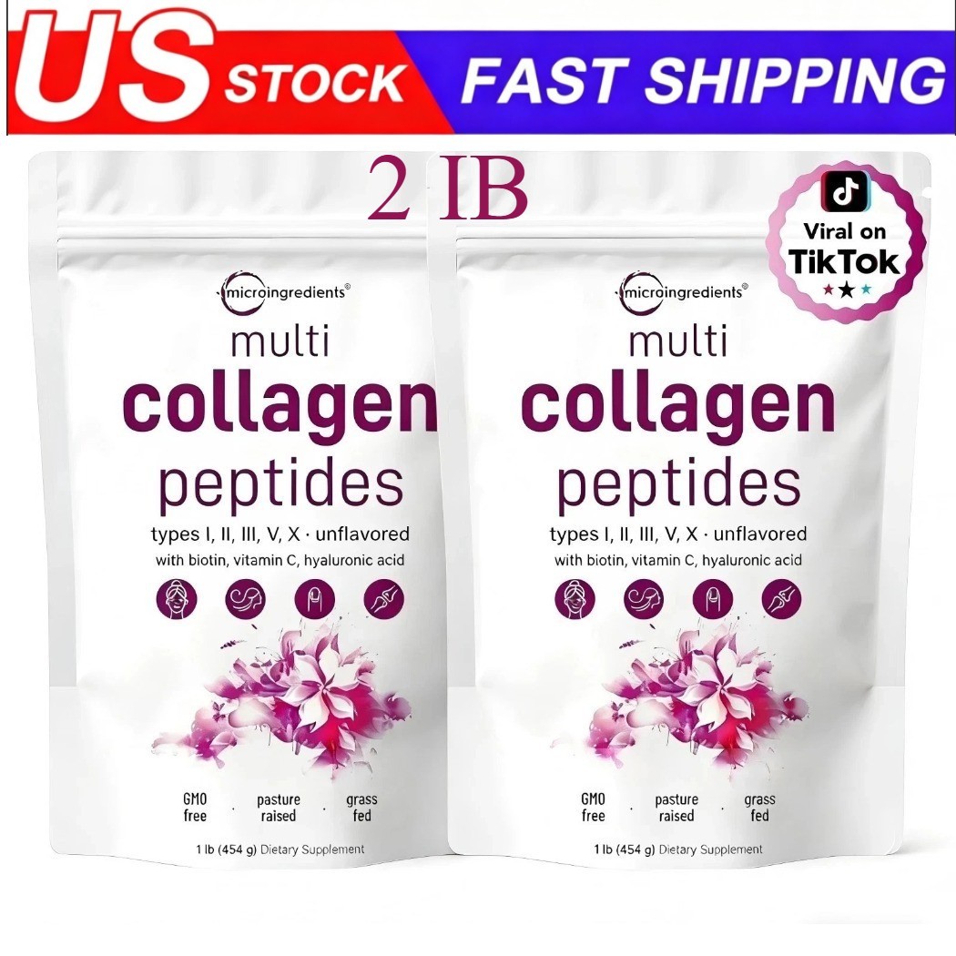 2 lb Multi Collagen Peptides Powder Hydrolyzed Protein Peptide Type I,II,III,V,X 2 lb Multi Collagen Peptides Powder Hydrolyzed Protein Peptide Type I,II,III,V,X