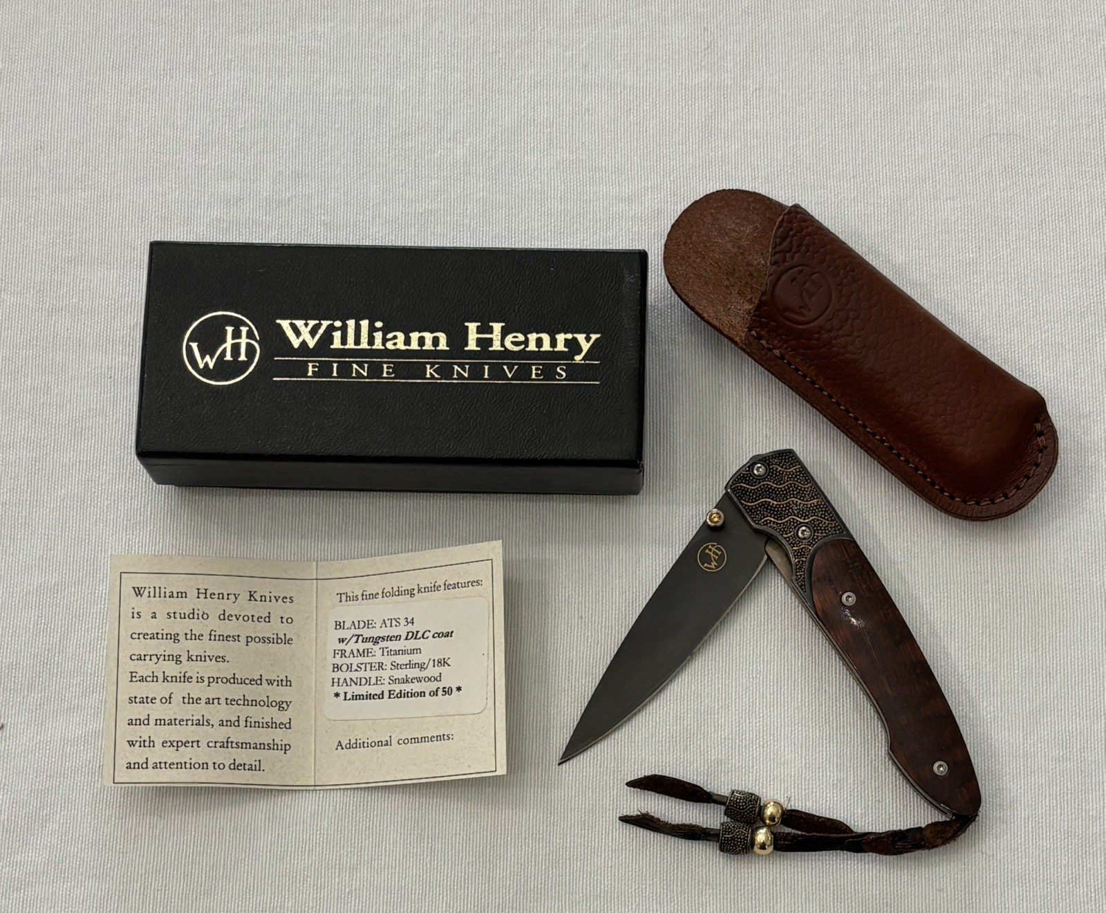 WILLIAM HENRY KNIFE T10 Bass Pro Limited Edition 24K GOLD / STERLING w/ GEMS 