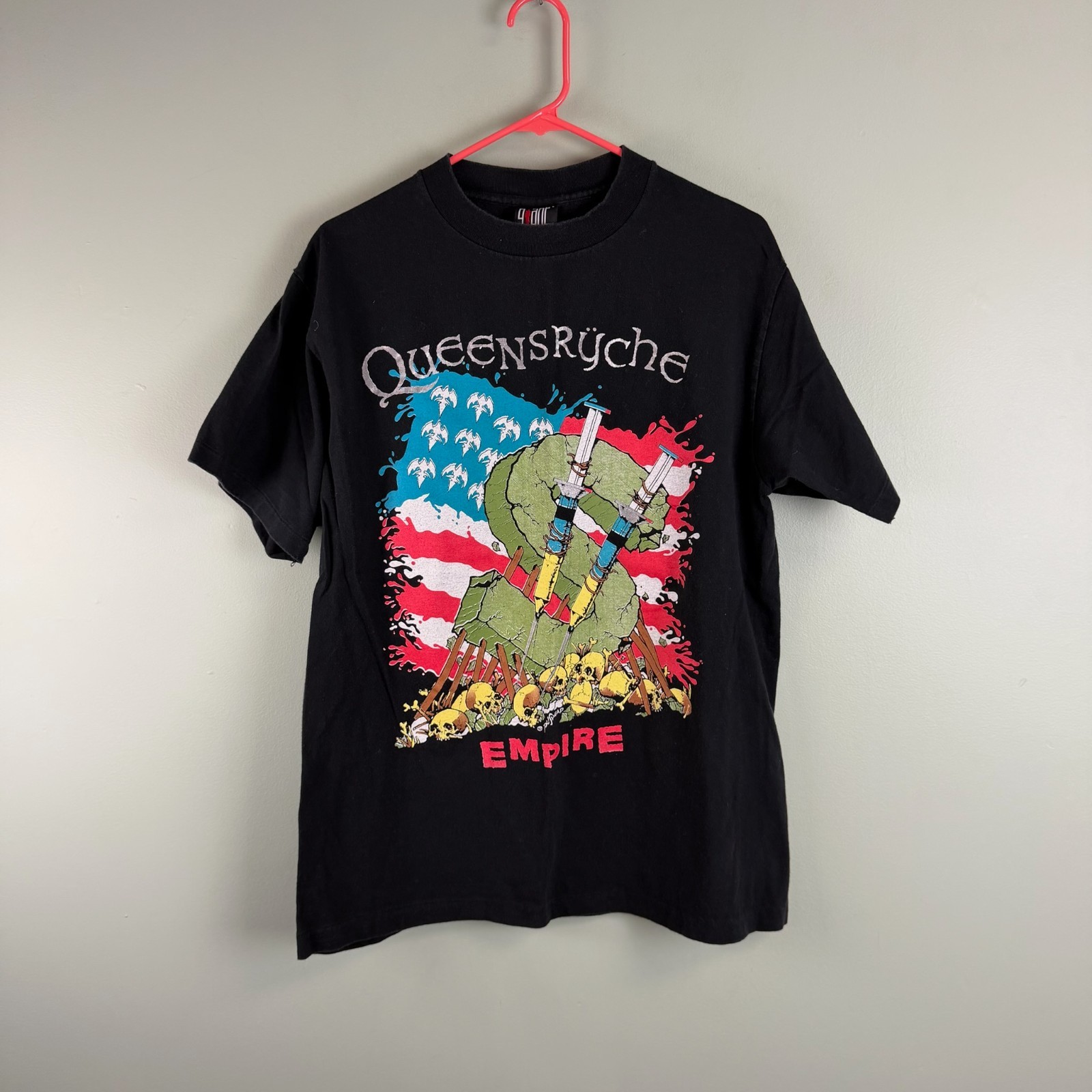 VTG Queensryche Empire 1991 World Tour T-Shirt Adult Size LG Pushead Cotton USA