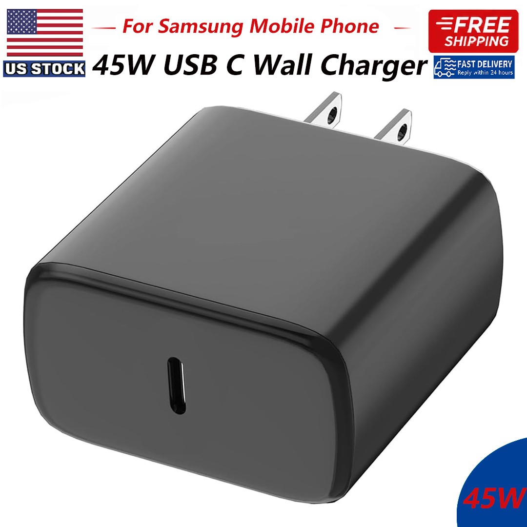 For Samsung USB C 45W Super Fast Charger TypeC Wall Adapter Quick Charging Block