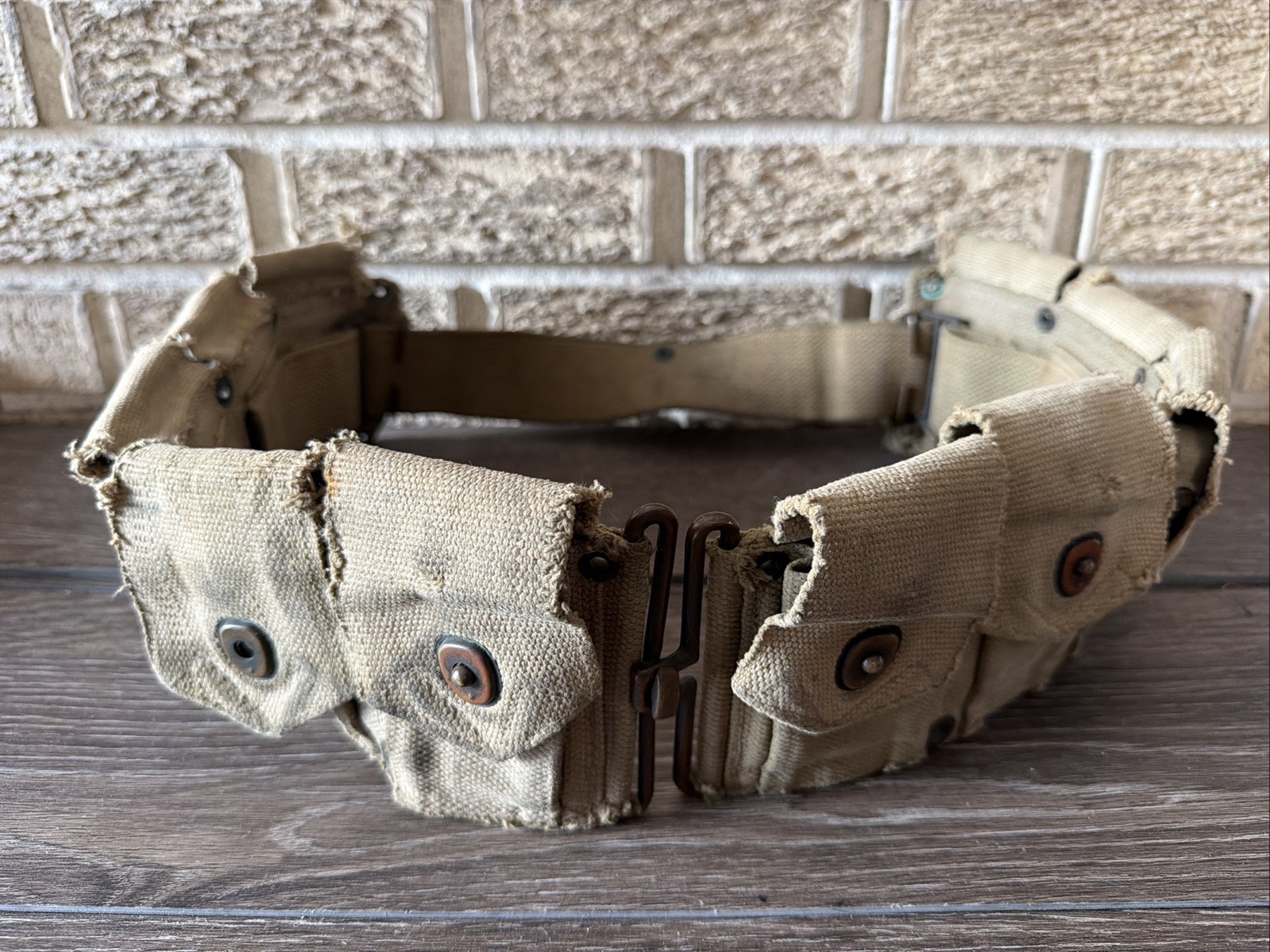 WWI US Army M1910 10 Pocket Canvas Cartridge Ammo Belt Springfield Field Wear
