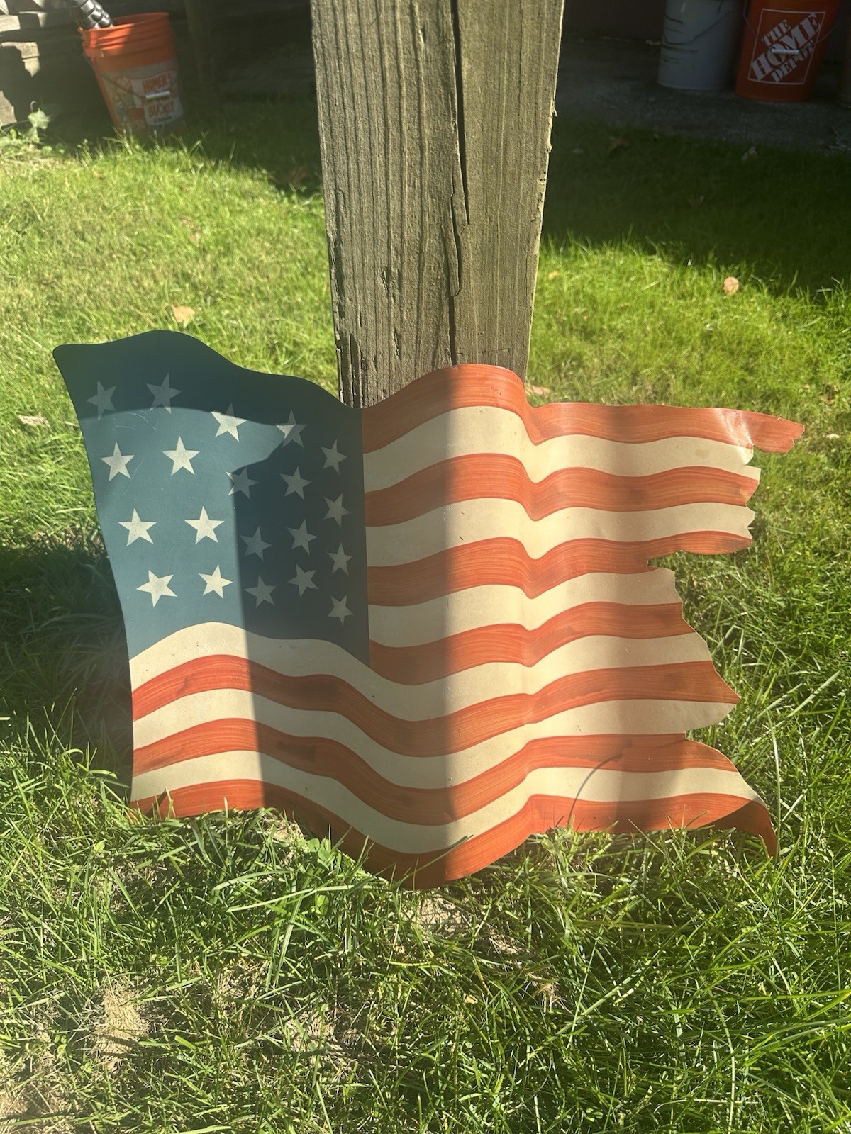 Vintage 1987 Shadowdancer Inc. Metal American Flag Wall Hanging - Signed Tag