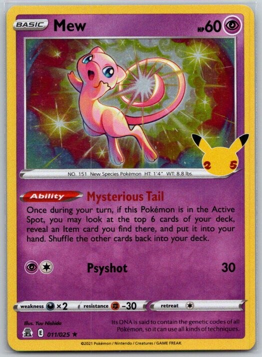 Mew 011/025 Holo Rare Celebrations Pokemon Near Mint Mew 011/025 Holo Rare Celebrations Pokemon Near Mint