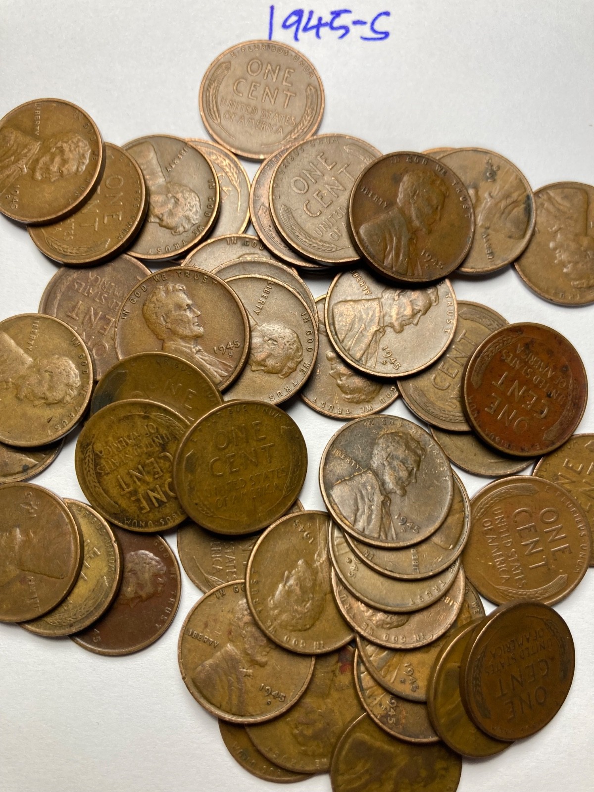 1945-S LINCOLN WHEAT CENT PENNY ROLL, nice condition 1945-S LINCOLN WHEAT CENT PENNY ROLL, nice condition