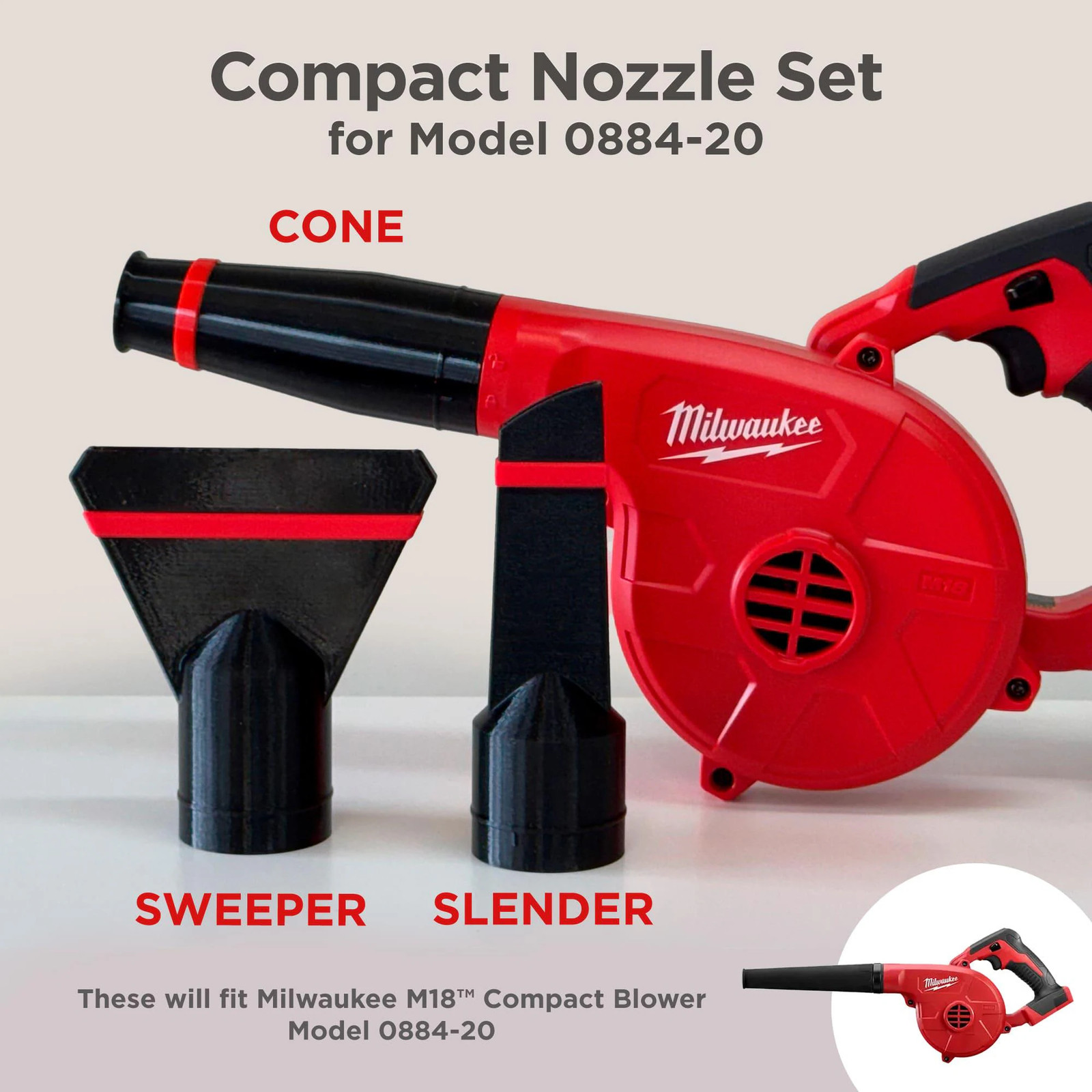 Nozzles for Milwaukee Cordless Compact Blower 0884-20 Nozzles for Milwaukee Cordless Compact Blower 0884-20