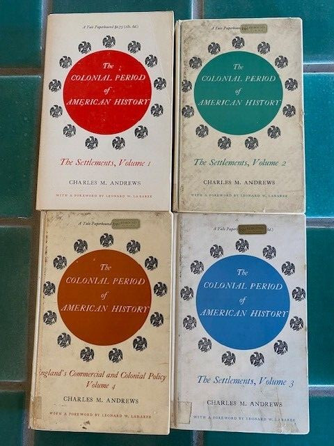 The Settlements vols 1 2 3 4 by Charles Andrews Yale paperbound ex-lib rebound