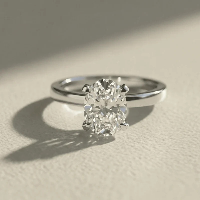 2.5 Ct Oval Cut Lab Grown Diamond Solitaire Engagement Ring 14k White Gold