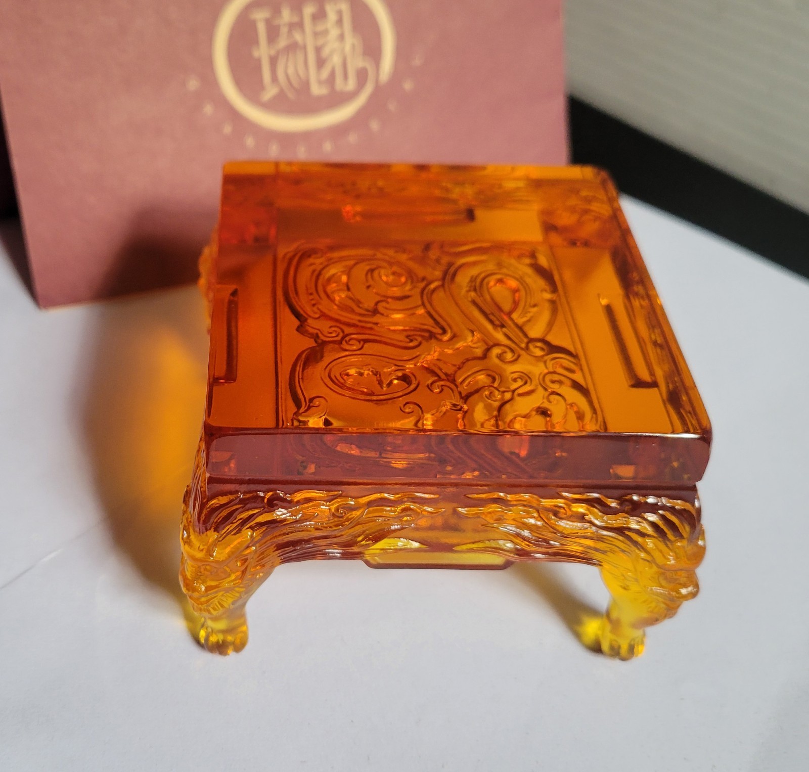 TITTOT 琉園 Dragon Table Lion Head Stands Art Glass  Crystal, RARE Limited Edition