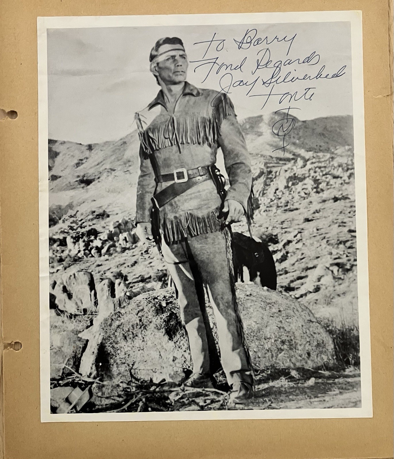 Vintage Jay Silverheels Autographed Glossy Photo Signed Tonto Rare
