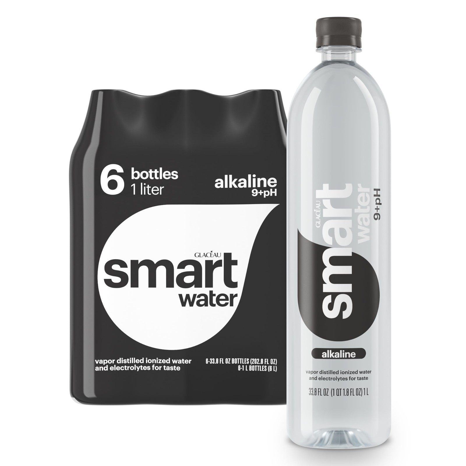 Smartwater alkaline with antioxidant 1L 6pk 67.6 Fl Oz (Pack of 6)