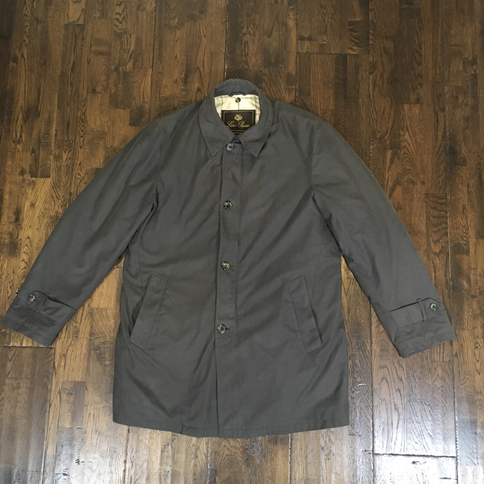 Loro Piana Storm System 3/4 Coat Large Removable Liner Italy Charcoal EUC