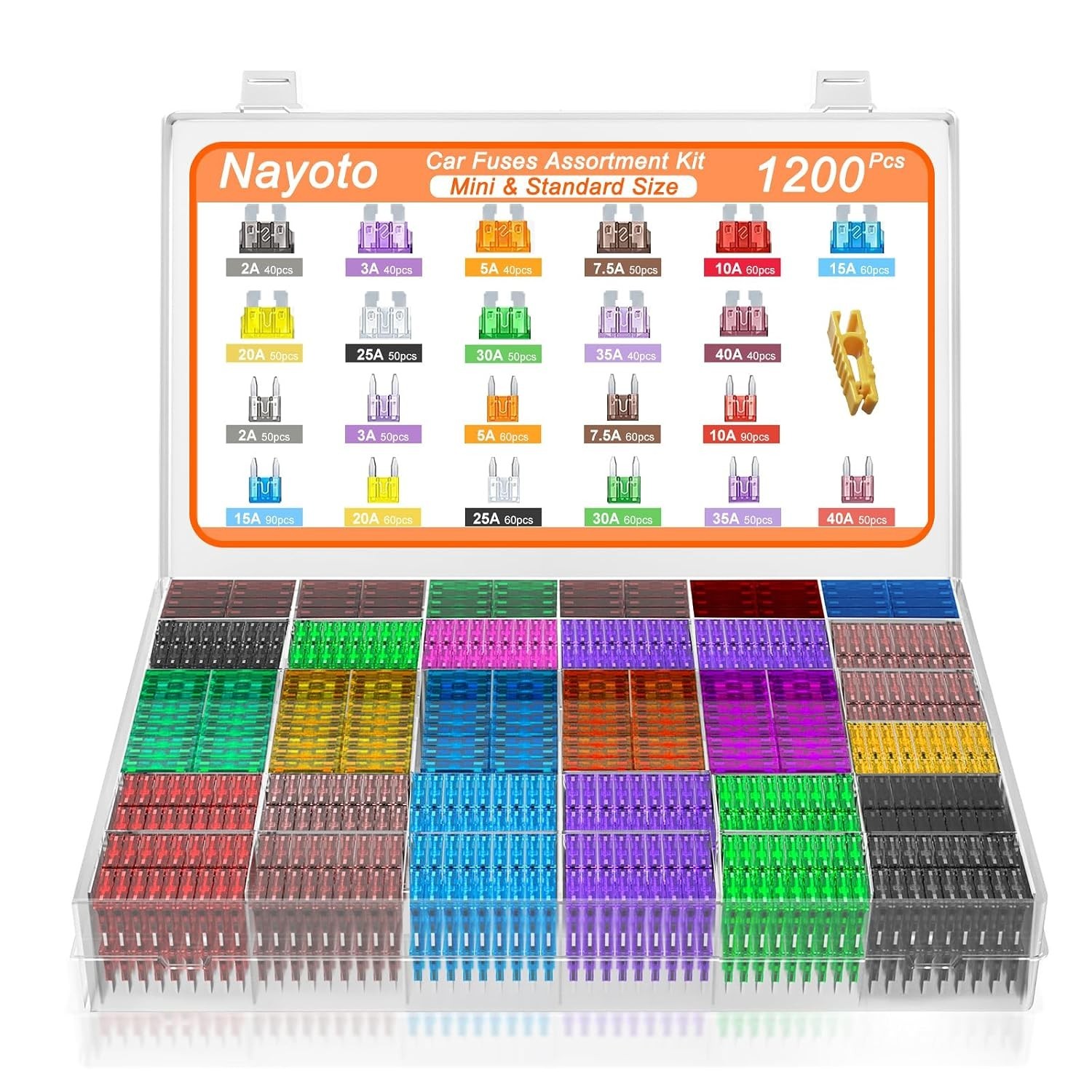 Nayoto 1200pcs Car Fuses Assortment Kit, 520PCS Standard Fuse Kit & 680PCS... 