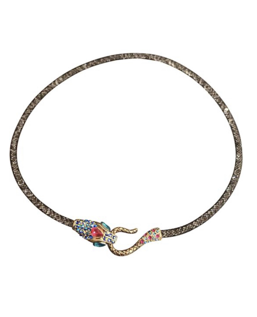Betsey Johnson Bejeweled Snake Crystals In A Mesh  Neckles