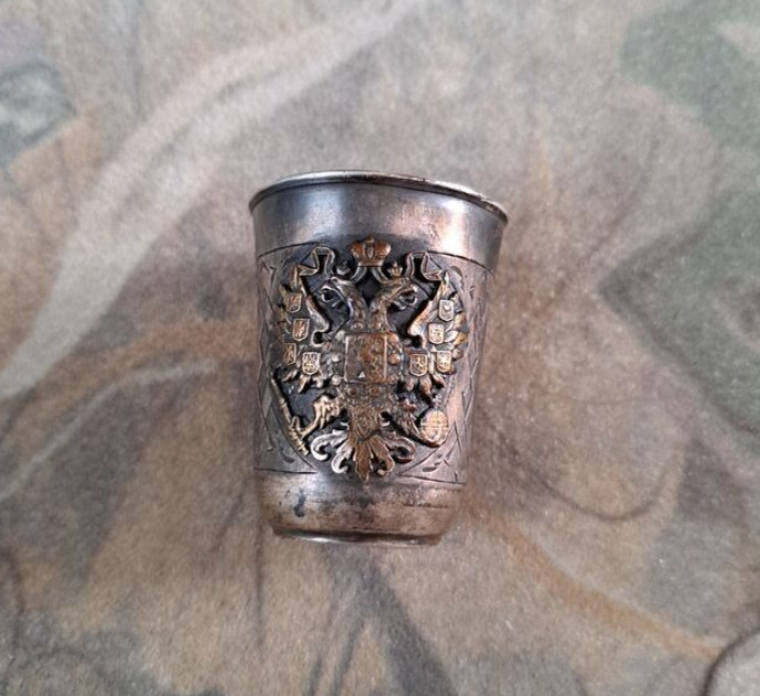 Antique russian imperial heraldic silver cup 1894 weight 27,9 g