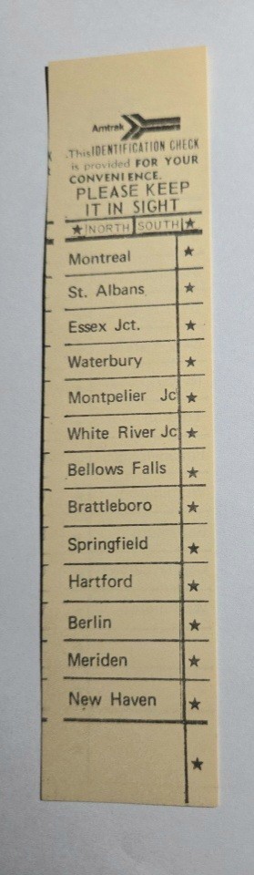 Vintage Amtrak Montrealer Train Seat Check.