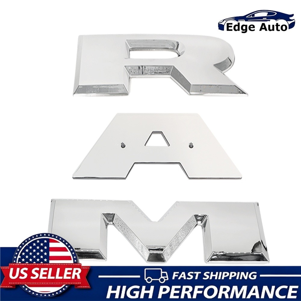 For 2015-2020 Ram Rear Tailgate Letters Emblems Replacement Badges Gloss Chrome