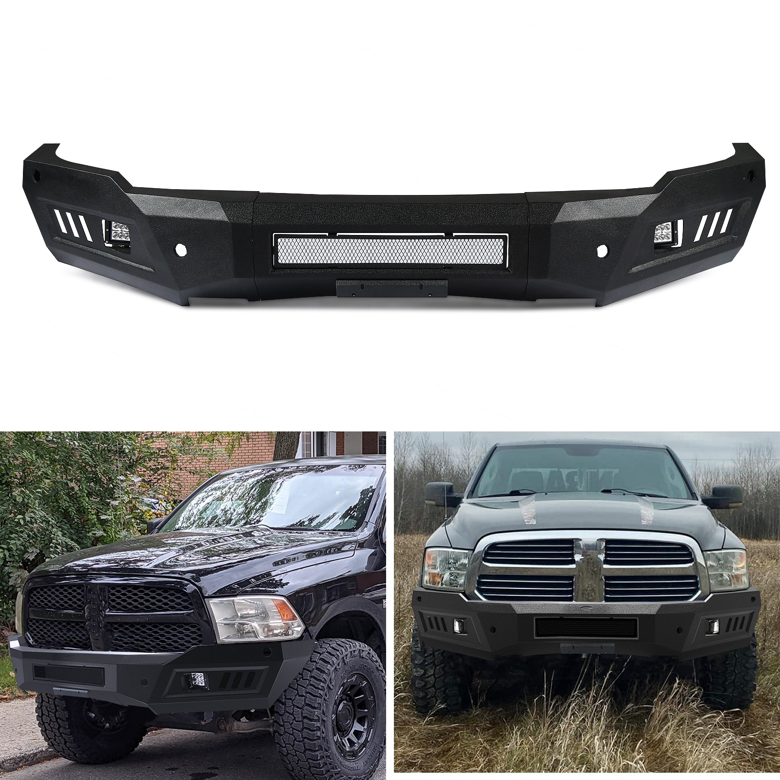 Off Road Front Bumper w/LED Lights Fits 2013-2018 Dodge Ram 1500 W/ Park Assist
