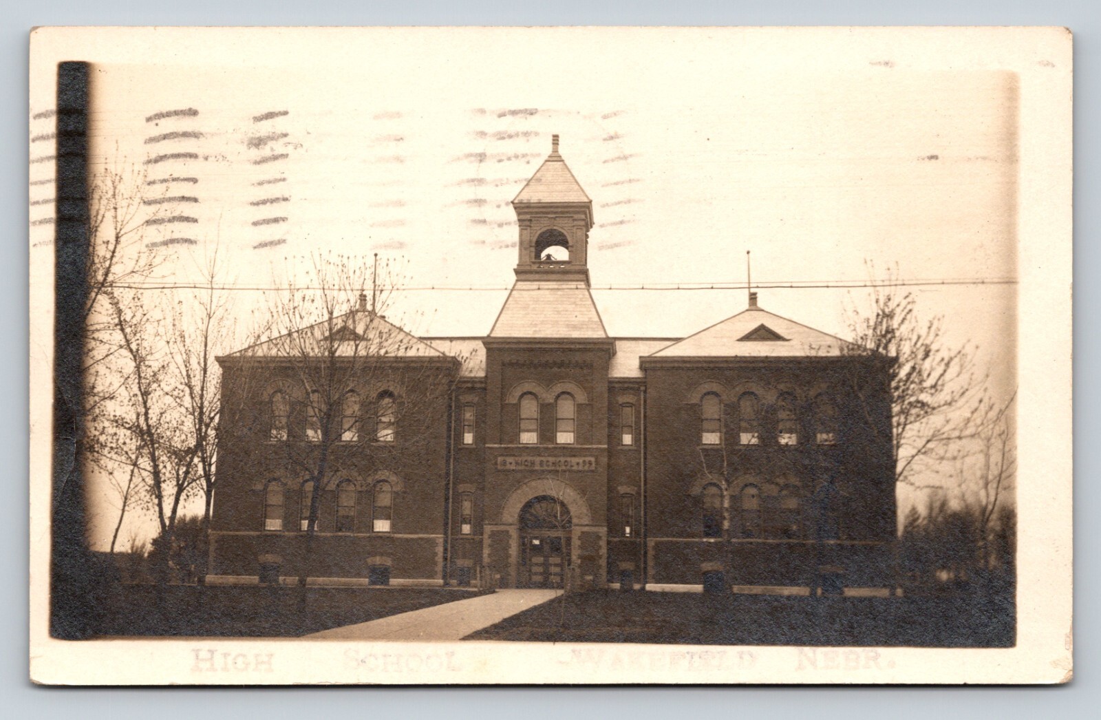 c1910 RPPC High School Building WAKEFIELD Nebraska Nice Message ANTIQUE Postcard