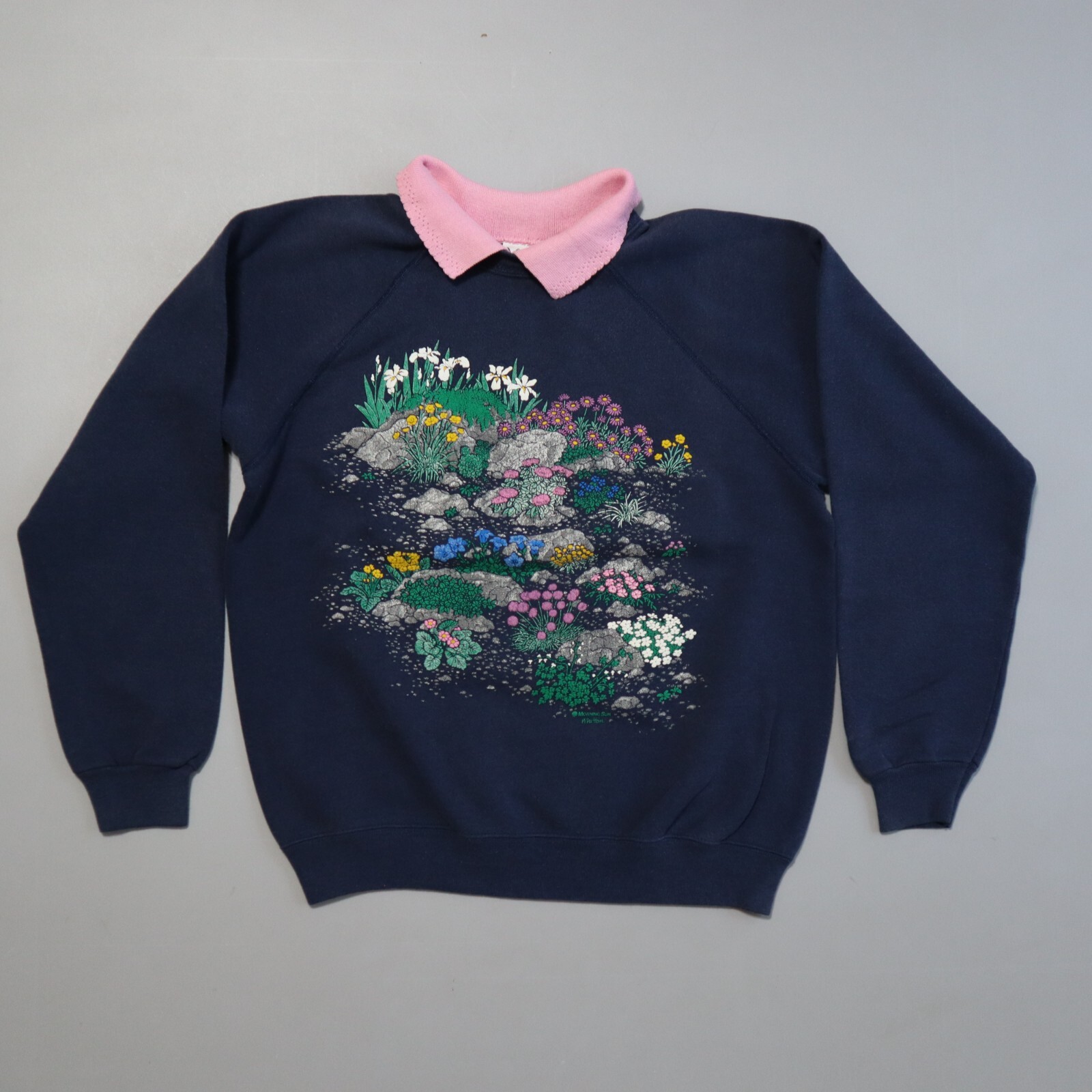Vintage Sweatshirt Collar Grandma Garden Floral Granny Grannycore Womens Large