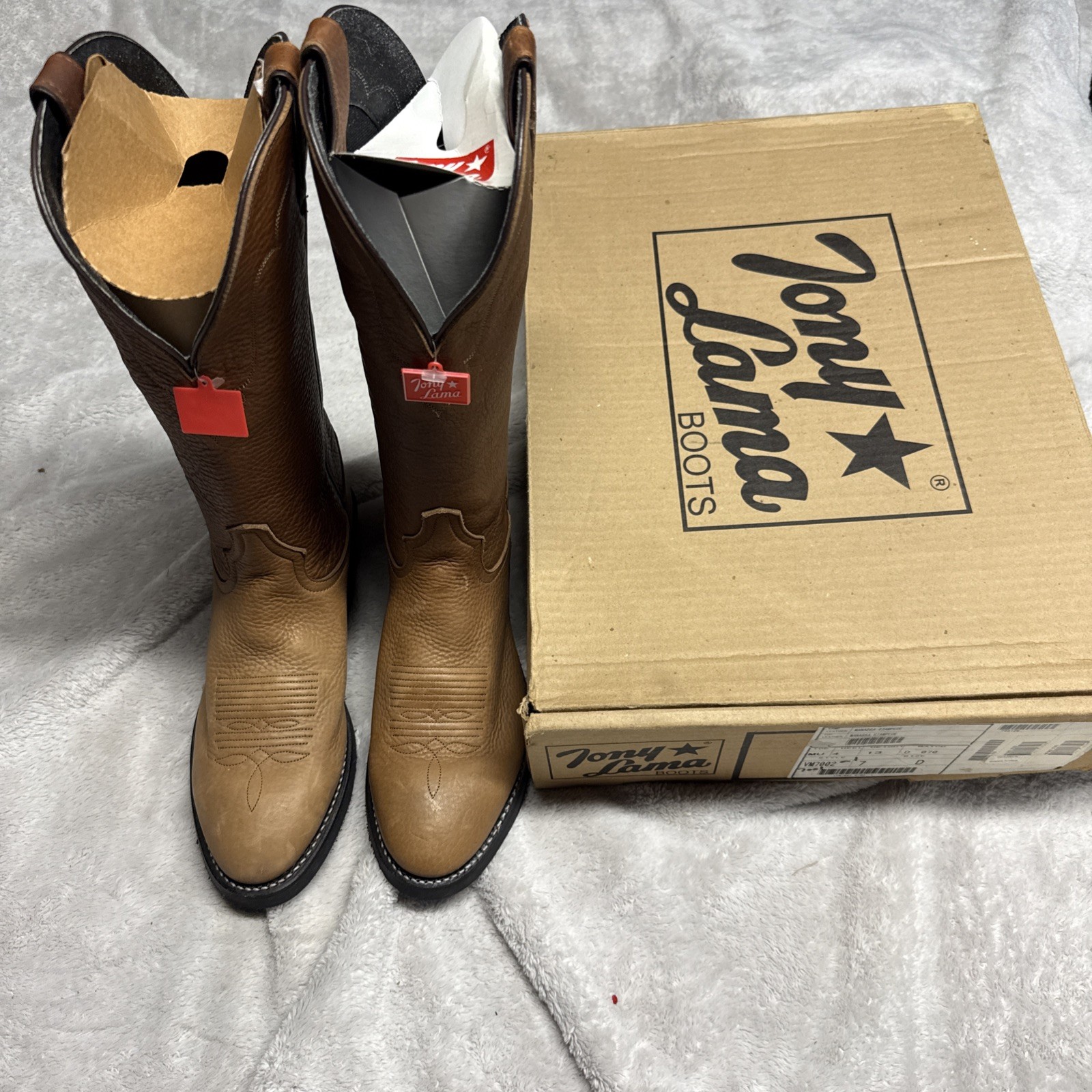 Vintage Tony Lama Two Tone Brown Leather Western Cowboy Boots Men Size 7D Vintage Tony Lama Two Tone Brown Leather Western Cowboy Boots Men Size 7D