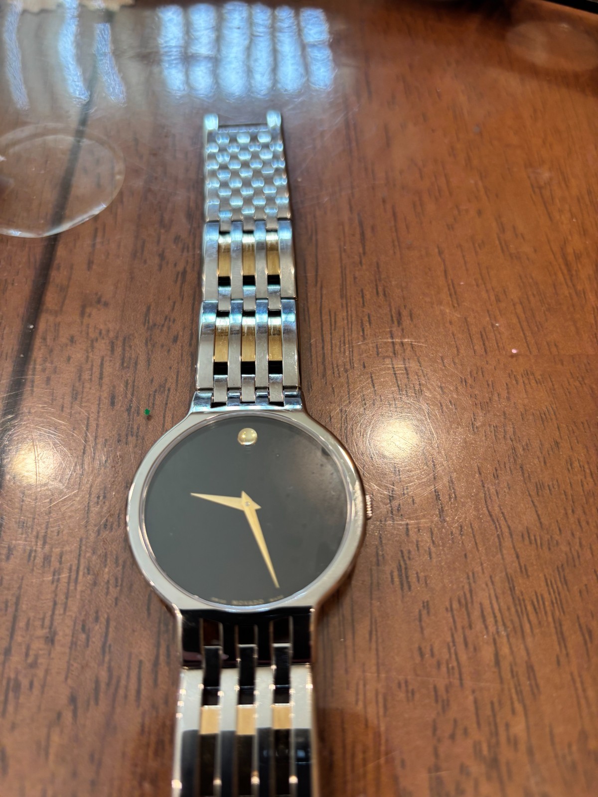 Authentic Movado Two Tone Esperanza Men\'s Swiss Made Black Dial Watch 0606044 Authentic Movado Two Tone Esperanza Men\'s Swiss Made Black Dial Watch 0606044
