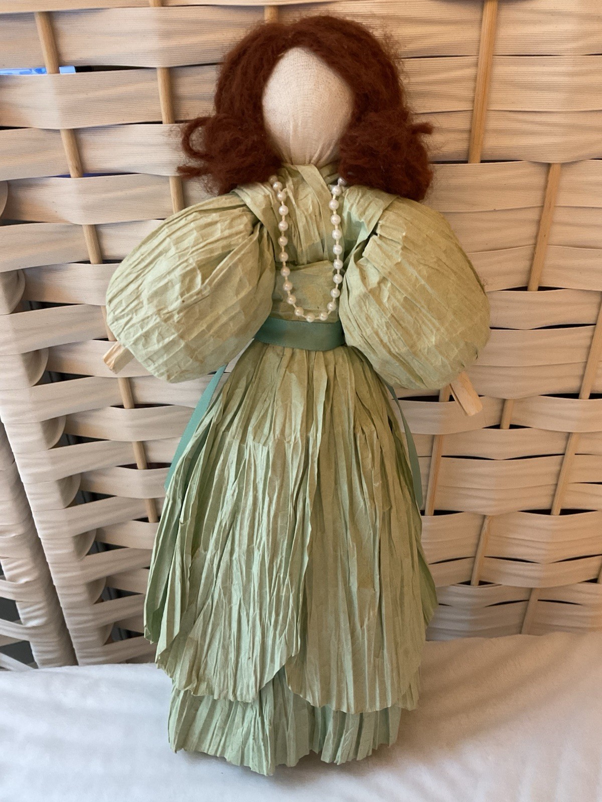 Vintage Traditional Folk Art Corn Husk Doll