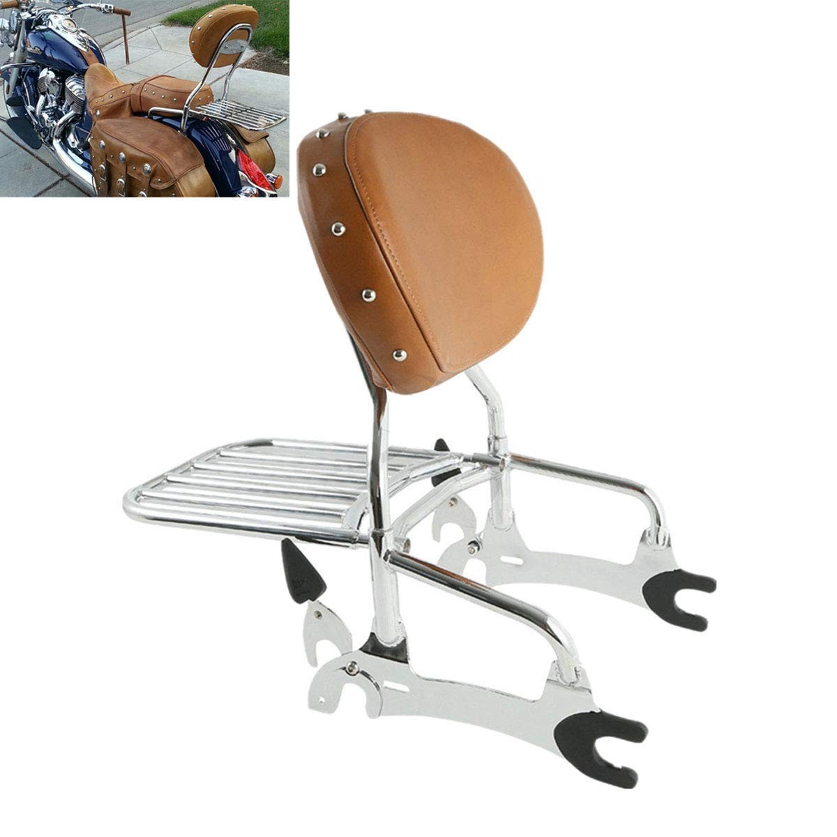 for Indian Chief Vintage Classic 2014 2018 Sissy Bar Backrest Pad Luggage Rack
