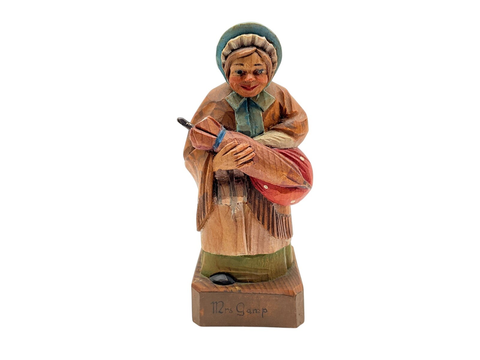 ANRI Vintage Wood Carving Mrs. Gamps Collectible Wood Figurine Cottagecore ANRI Vintage Wood Carving Mrs. Gamps Collectible Wood Figurine Cottagecore
