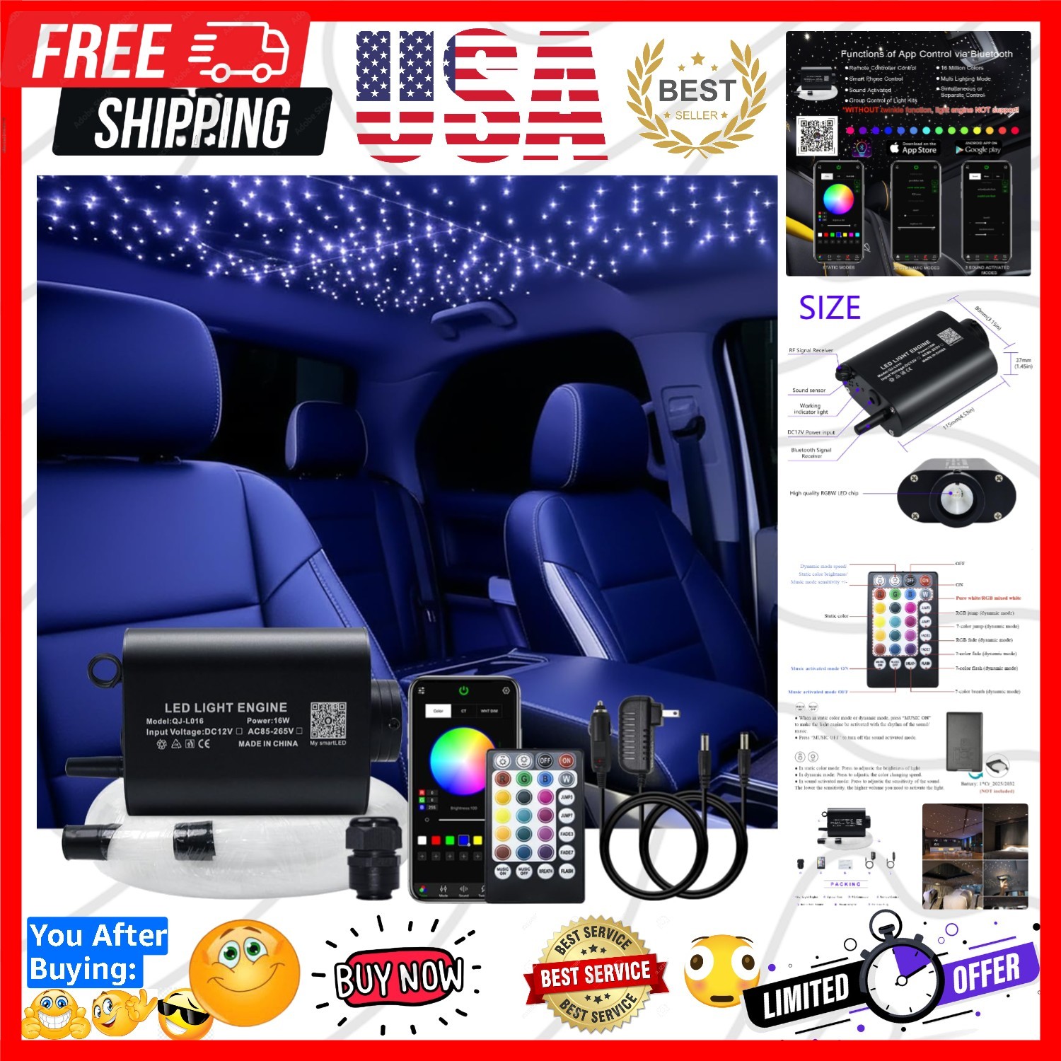 AKEPO 16W Fiber Optic Starlights Headliner Kit, 450pcs 0.75mm 9.8ft/3m... AKEPO 16W Fiber Optic Starlights Headliner Kit, 450pcs 0.75mm 9.8ft/3m...