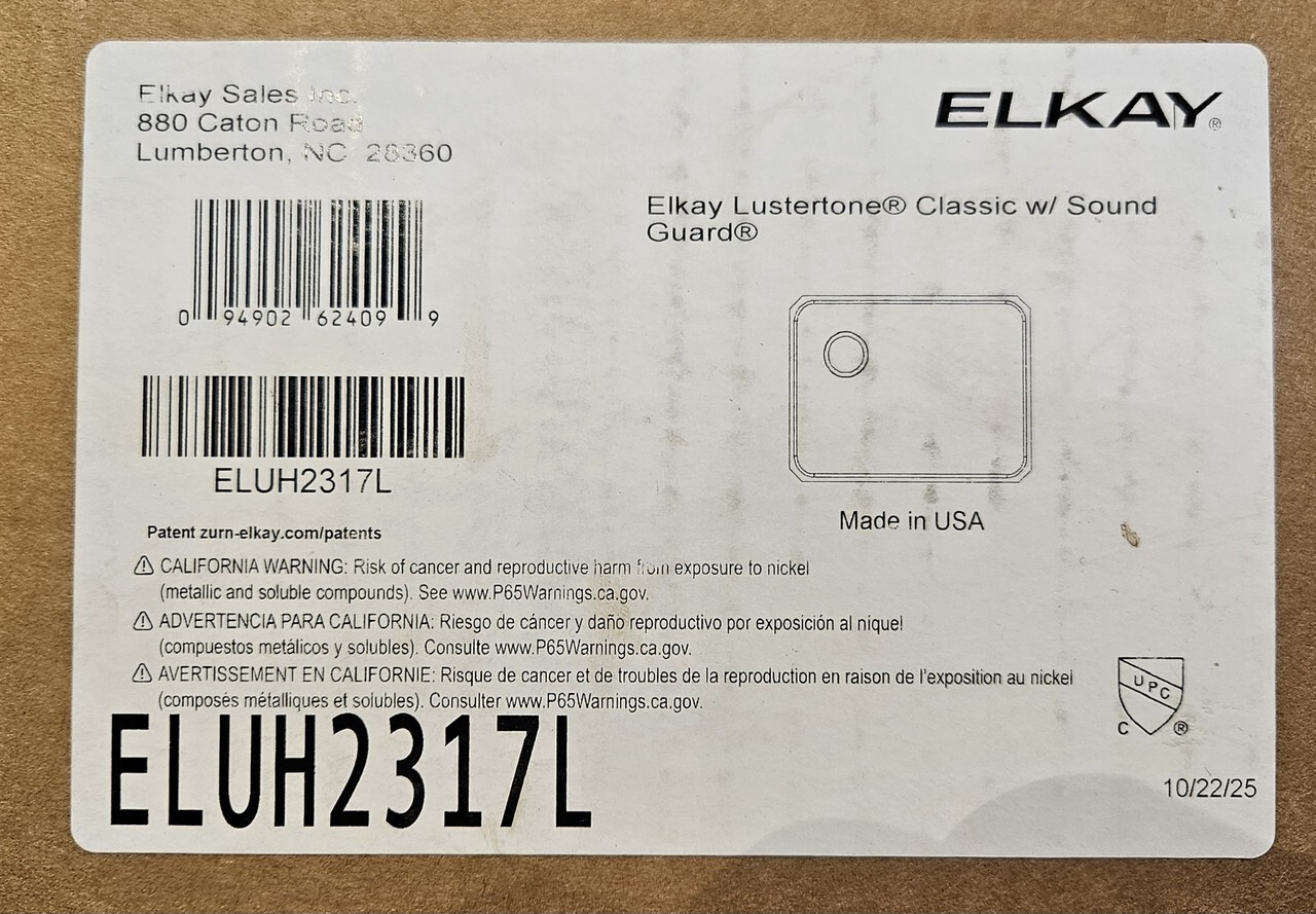 ELKAY ELUH2317L LUSTERTONE SS 25.5\ ELKAY ELUH2317L LUSTERTONE SS 25.5\